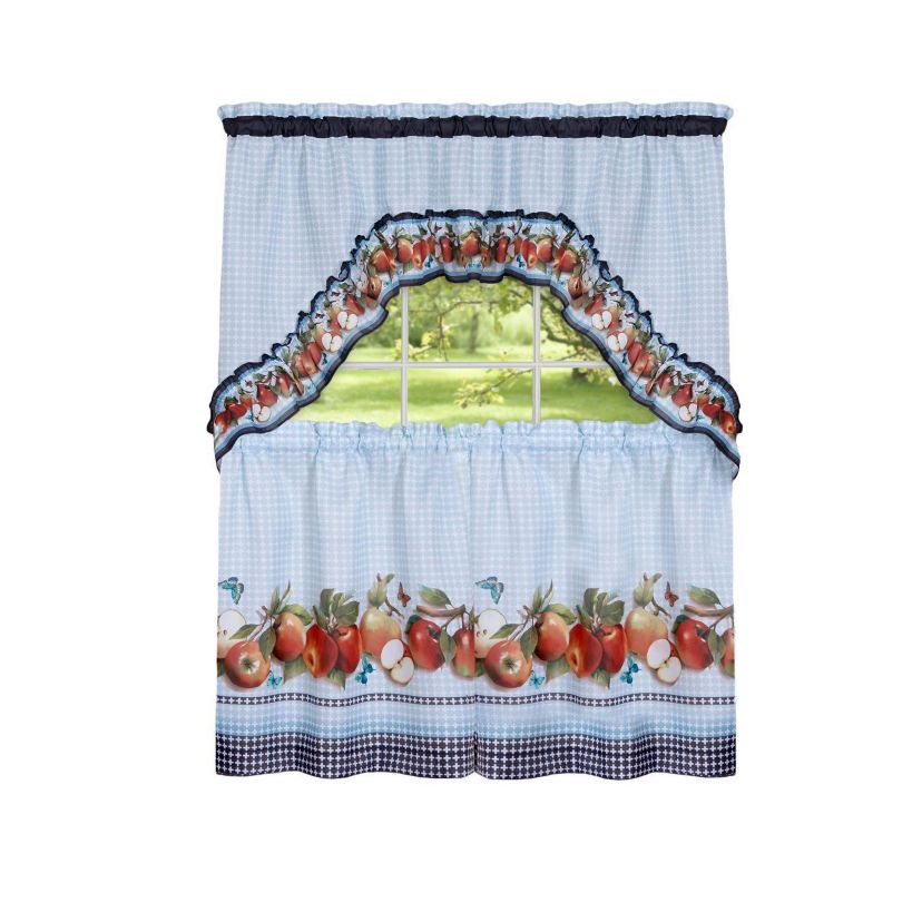 Golden Delicious Printed Tier & Swag Window Curtain Set