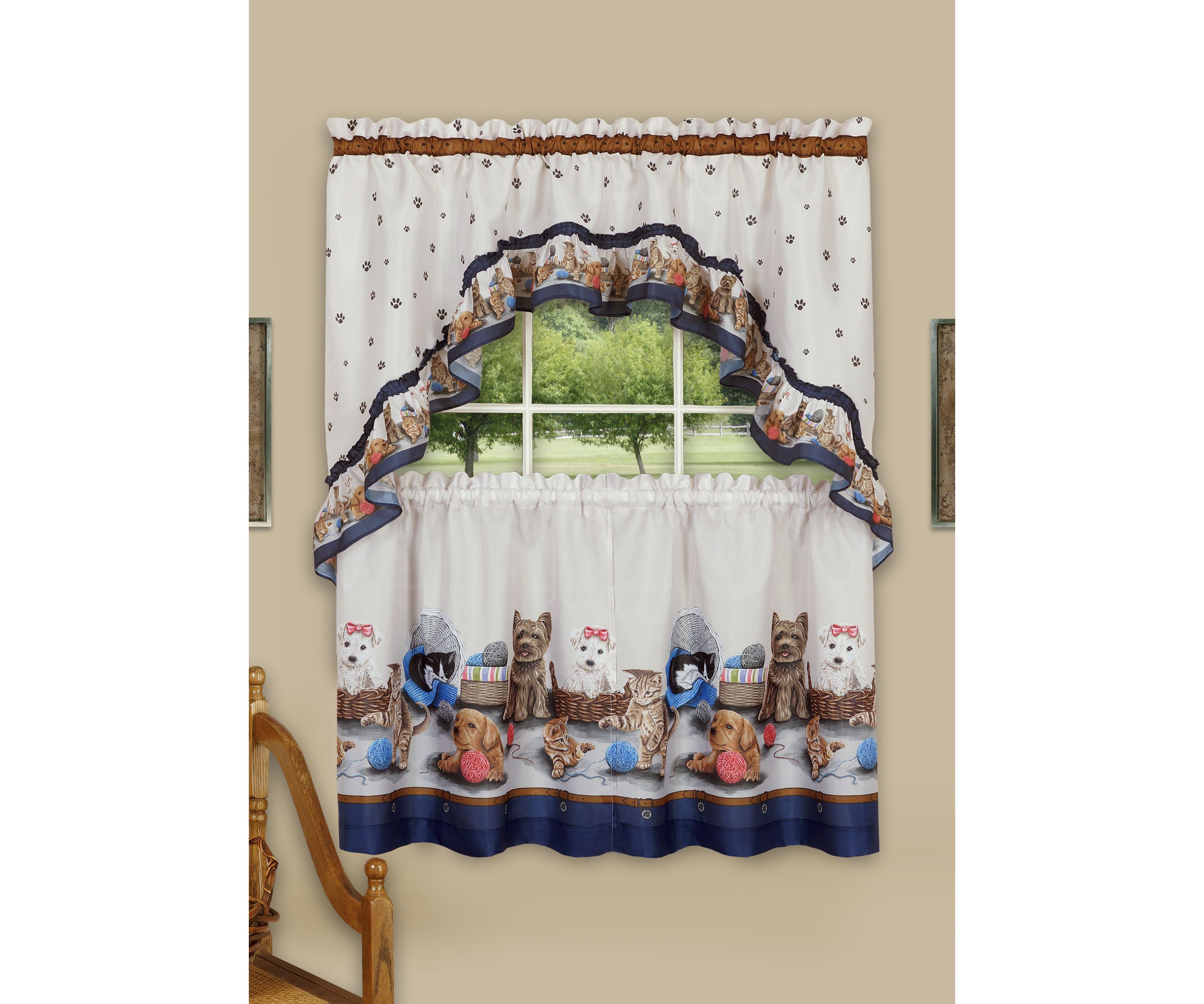 Precious Printed Tier and Swag Window Curtain Set