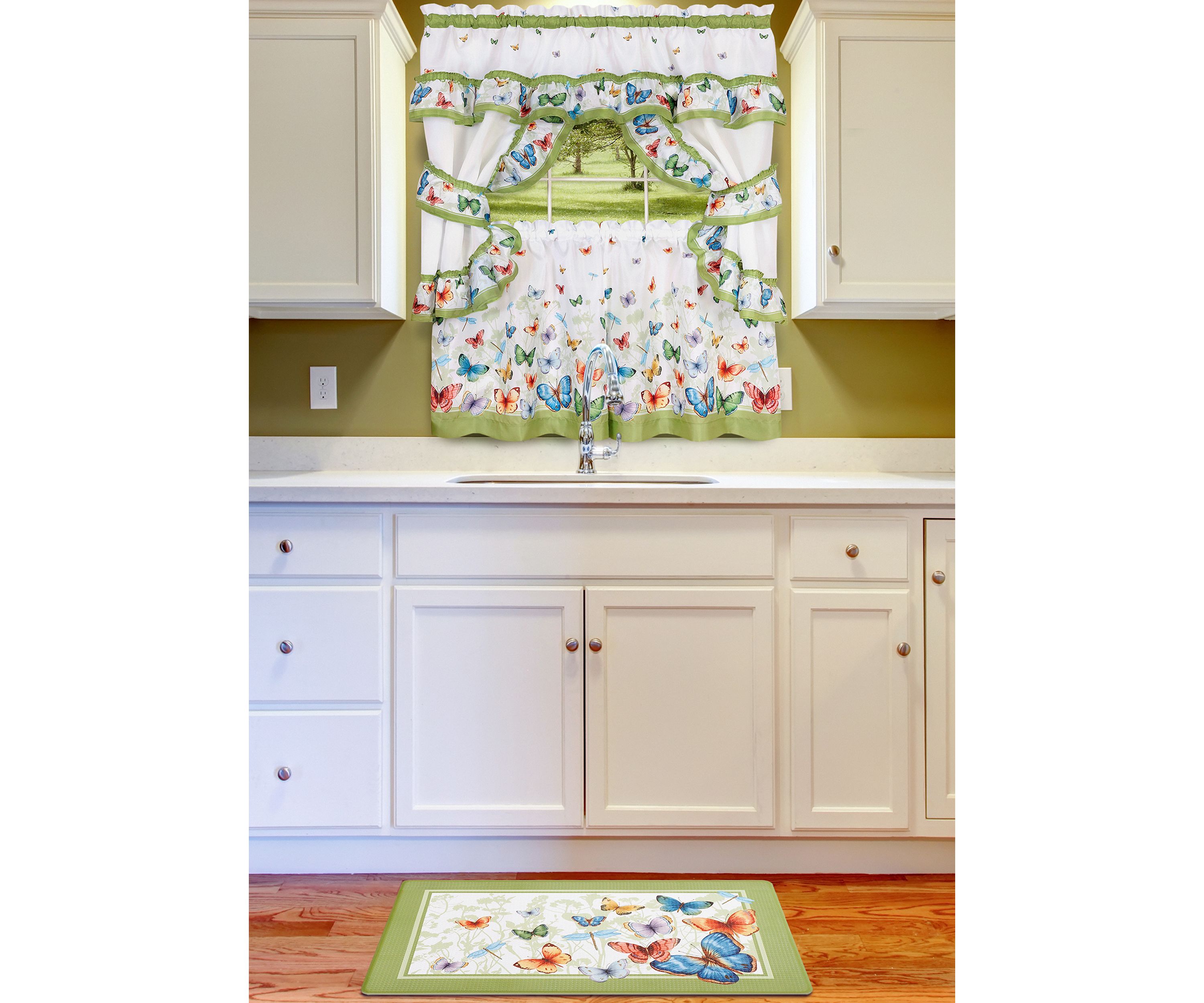 Butterflies Printed Cottage Window Curtain Set