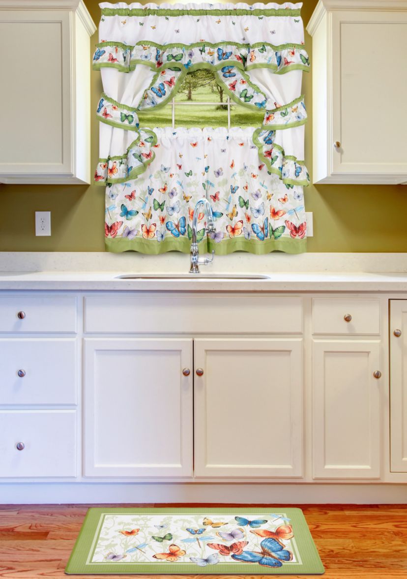 Butterflies Printed Cottage Window Curtain Set