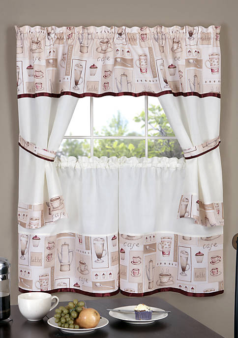 Achim Cappuccino Embellished Cottage Window Curtain Set
