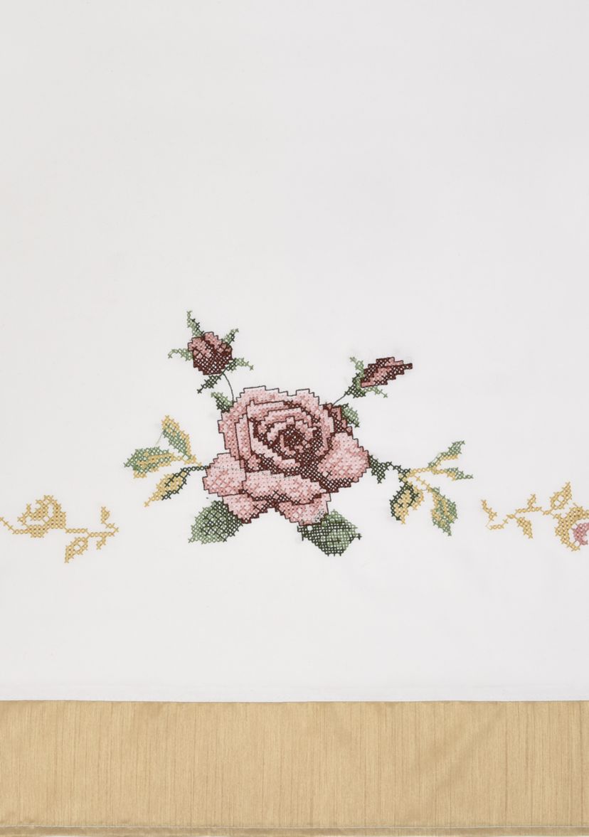 Rose Embellished Cottage Window Curtain Set