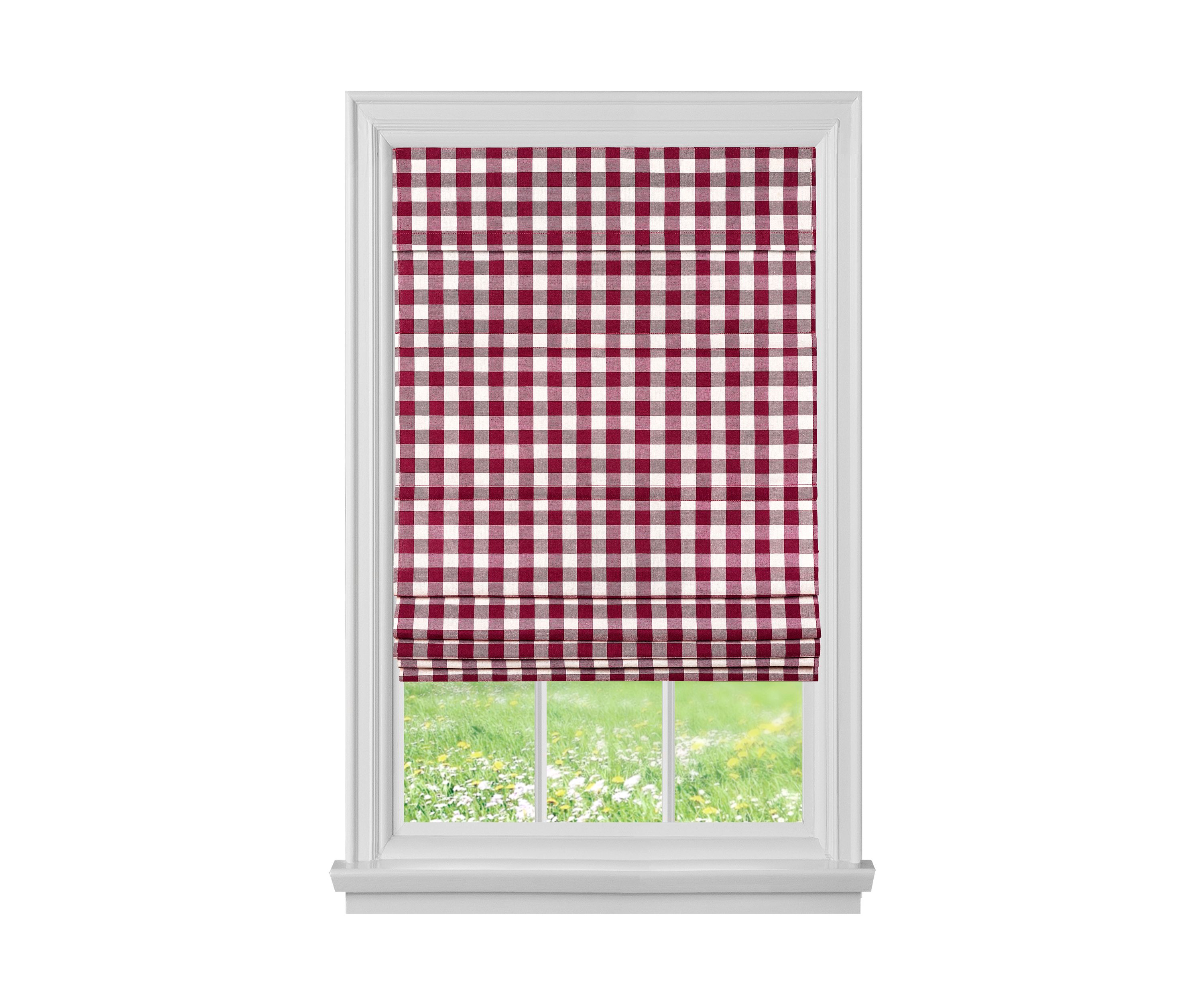Cordless Buffalo Check Roman Window Shade
