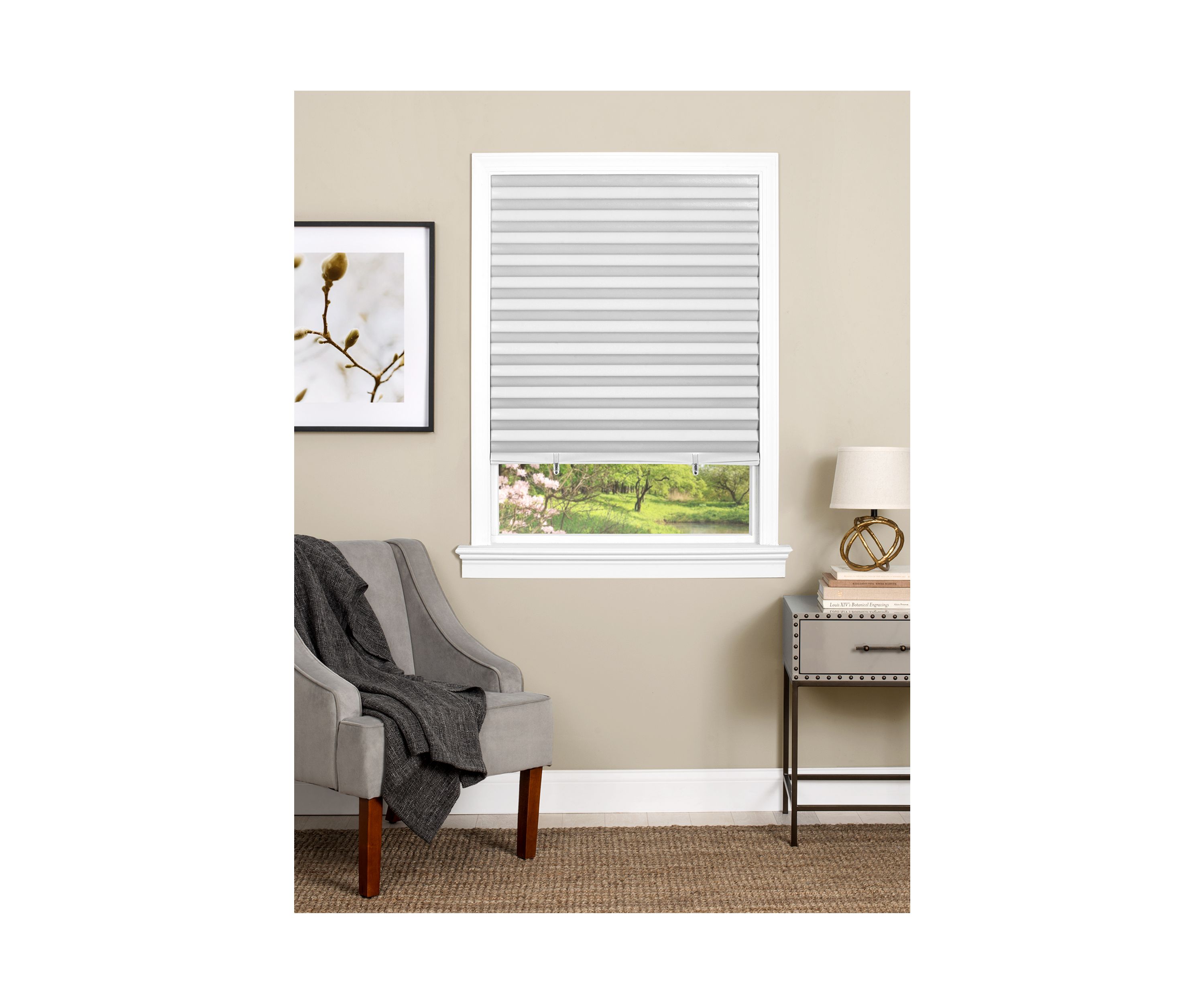 Cordless 1-2-3 Vinyl Room Darkening Pleated Window Shade