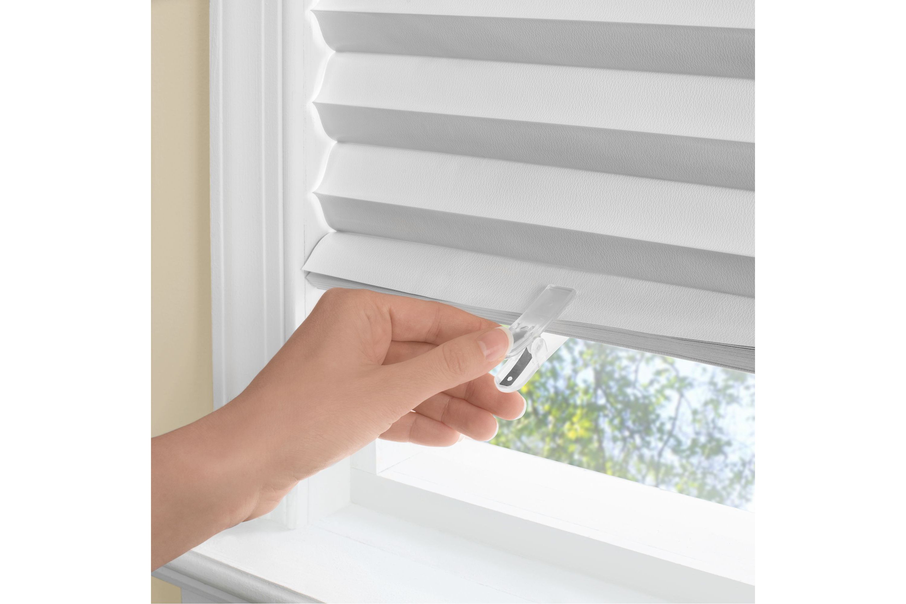 Cordless 1-2-3 Vinyl Room Darkening Pleated Window Shade