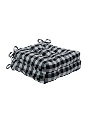 Achim Buffalo Check Tufted Chair Seat Cushions, Black, 16 x 15 -  0054006266496