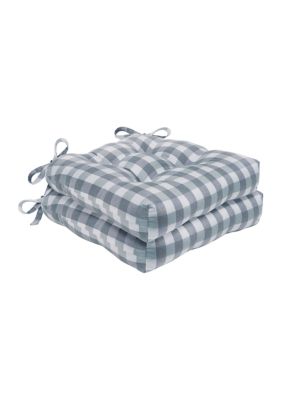 Achim Buffalo Check Tufted Chair Seat Cushions, Grey, 16 x 15 -  0054006266519