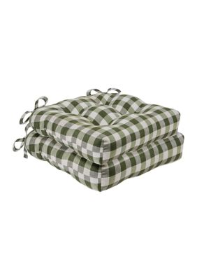 Achim Buffalo Check Tufted Chair Seat Cushions, Sage, 16 x 15 -  0054006266540