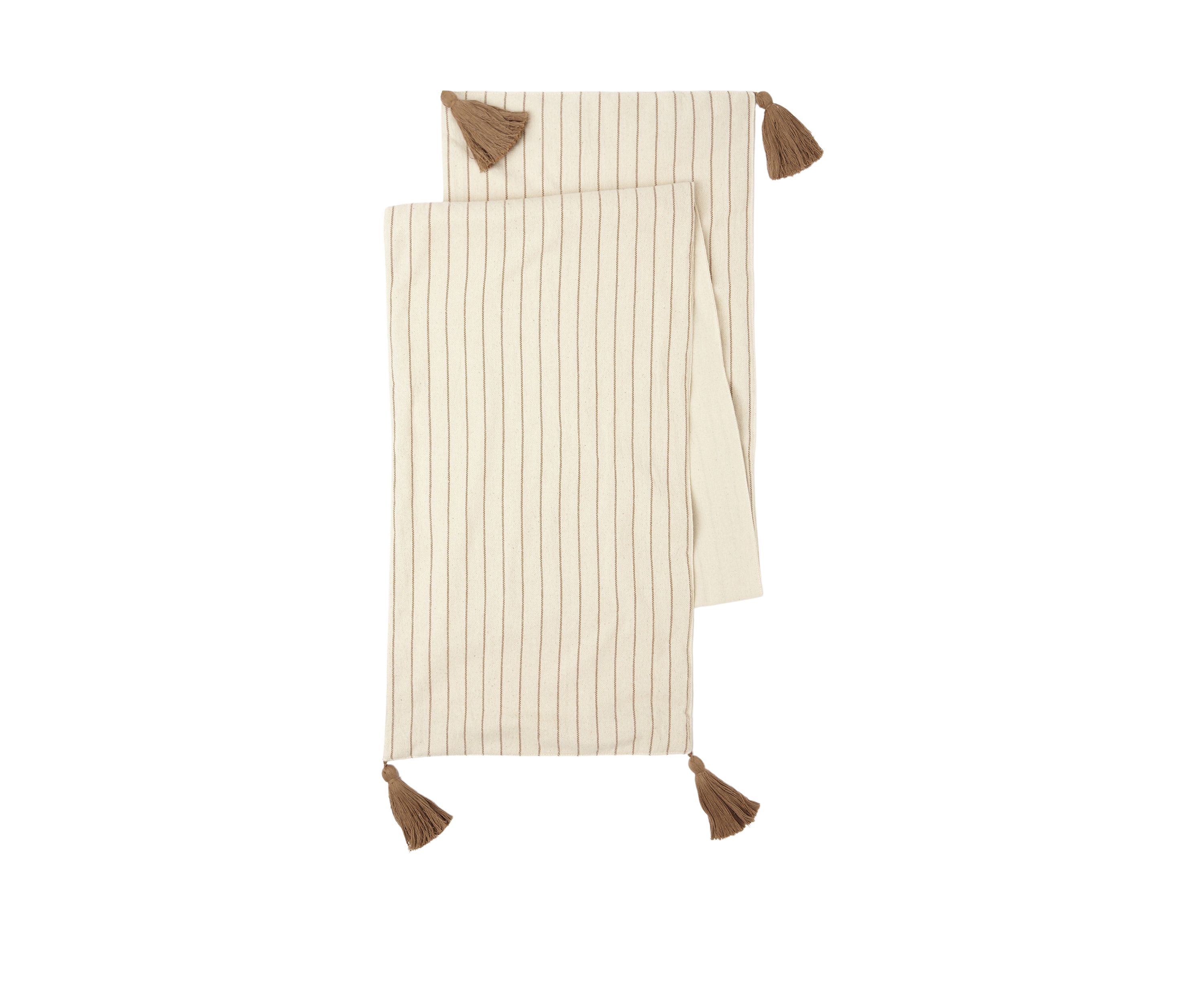 Tan and White Striped Table Runner