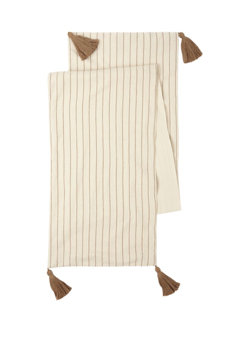 Tan and White Striped Table Runner