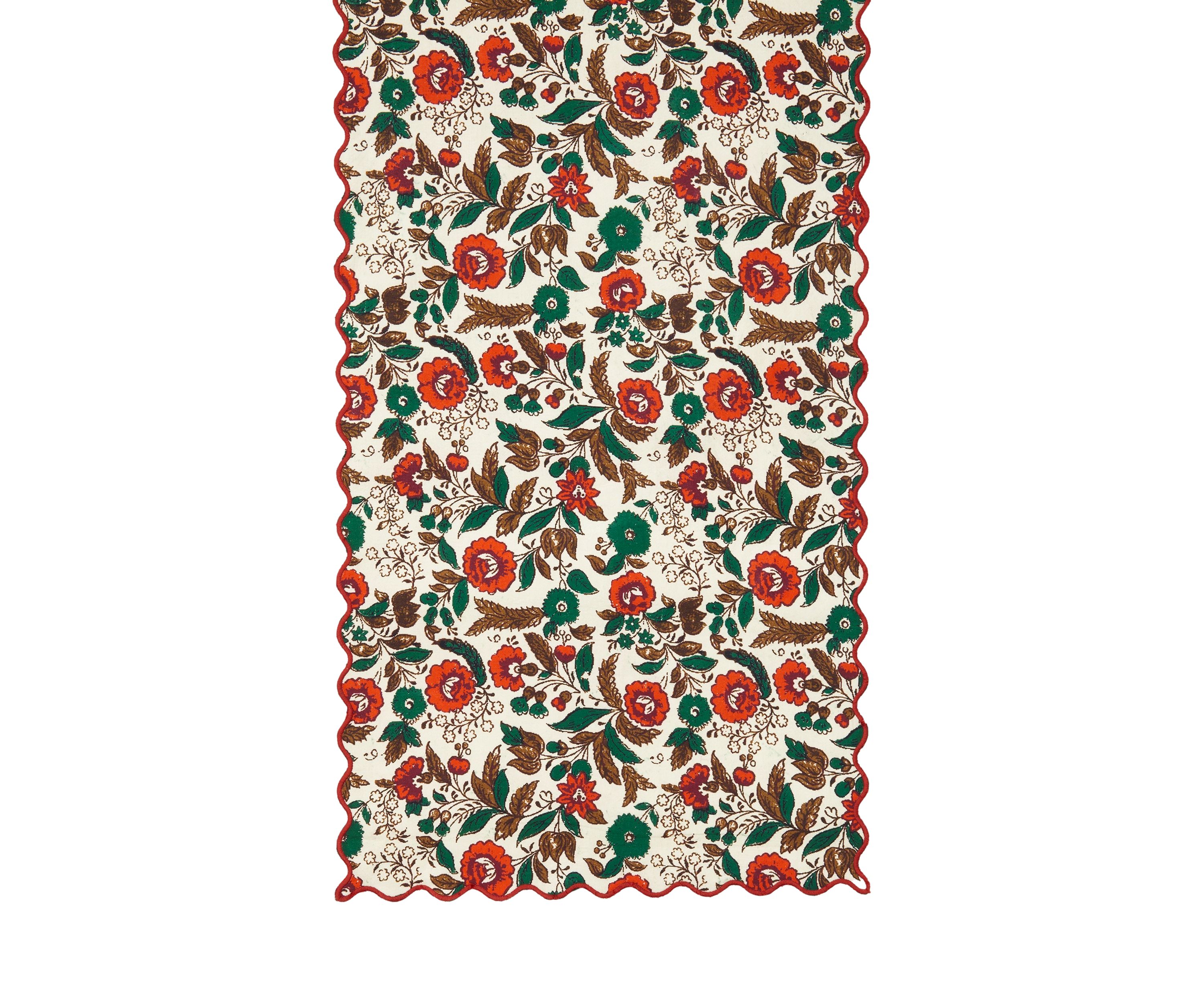 Floral Scalloped Table Runner