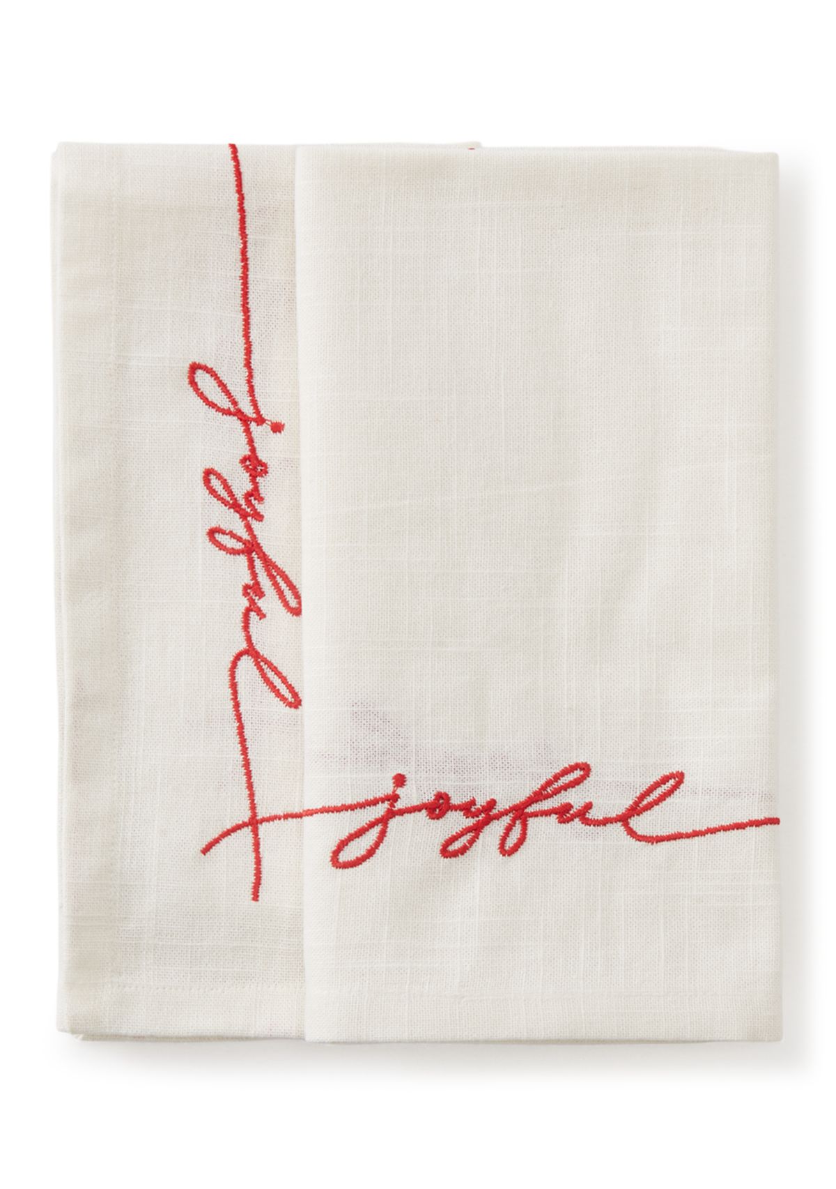 Set of 2 Joyful Embroidered Napkins