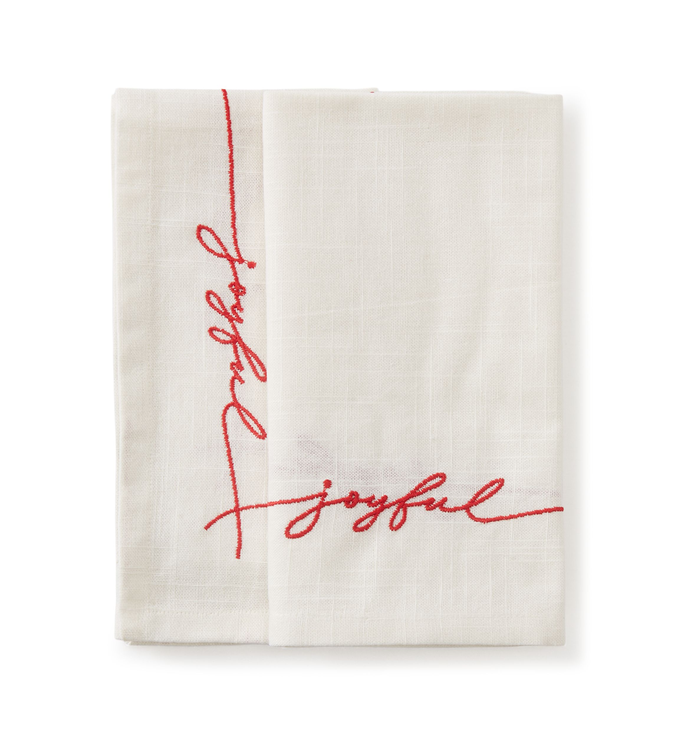 Set of 2 Joyful Embroidered Napkins