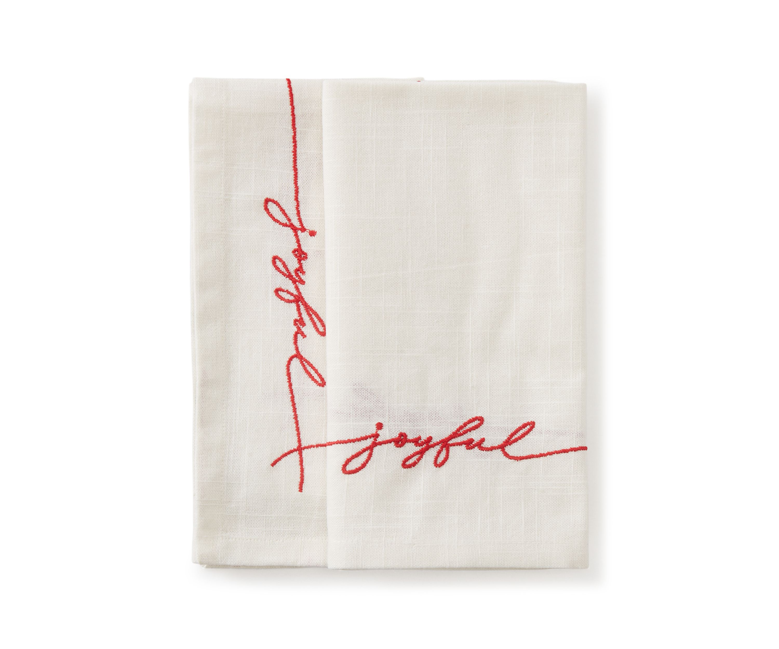 Set of 2 Joyful Embroidered Napkins