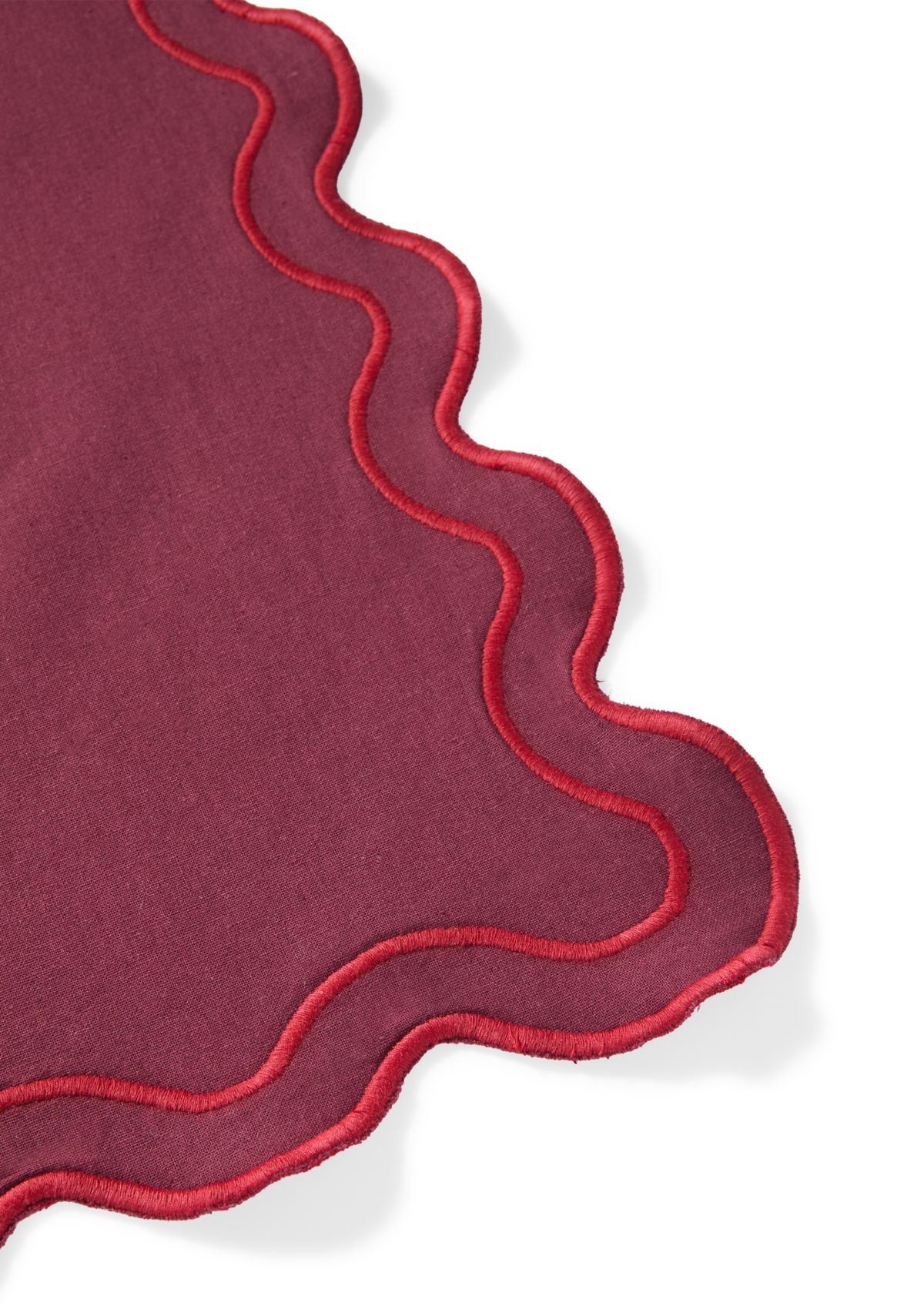 Dark Red Scalloped Table Runner