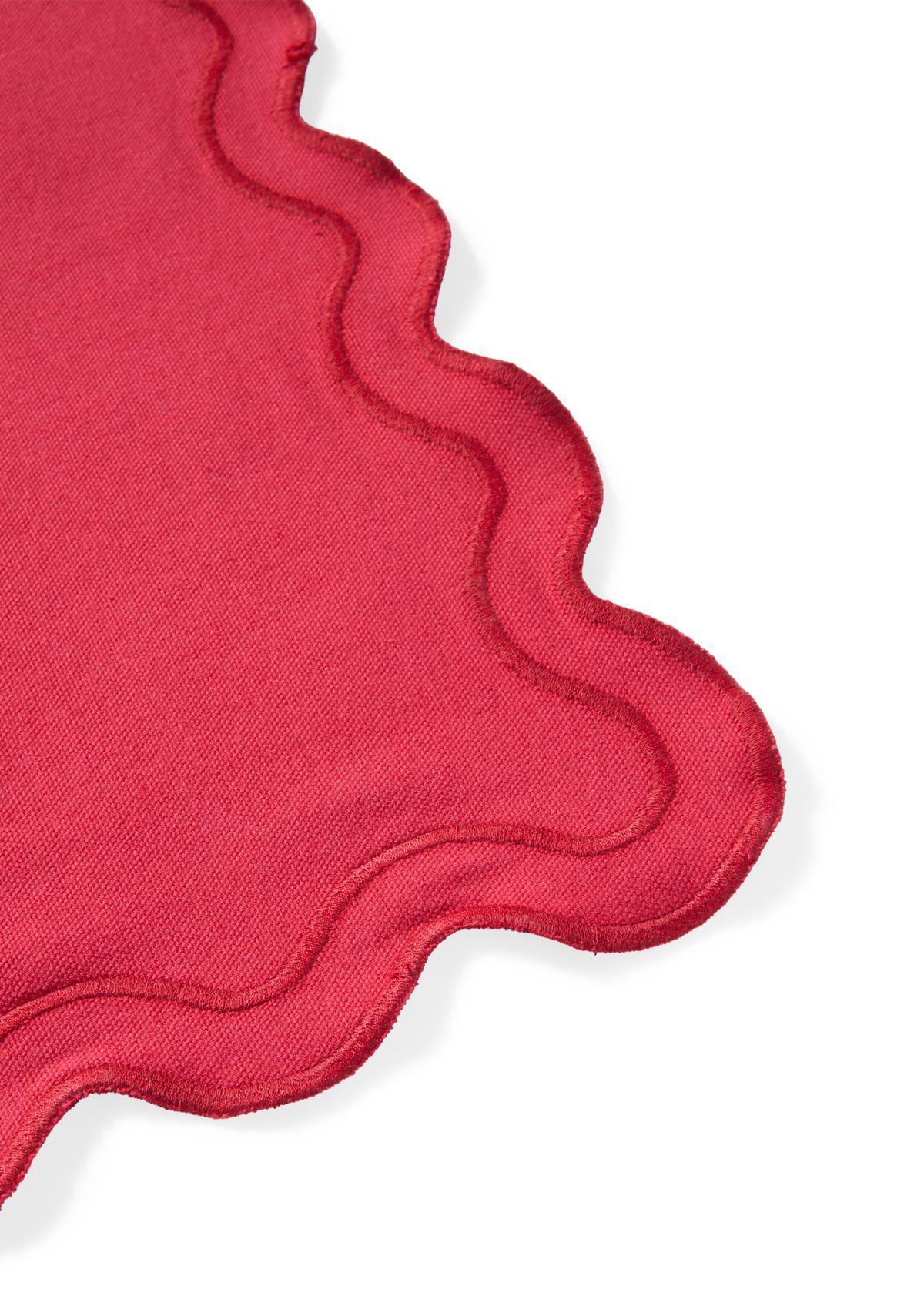 Dark Red Scalloped Table Runner