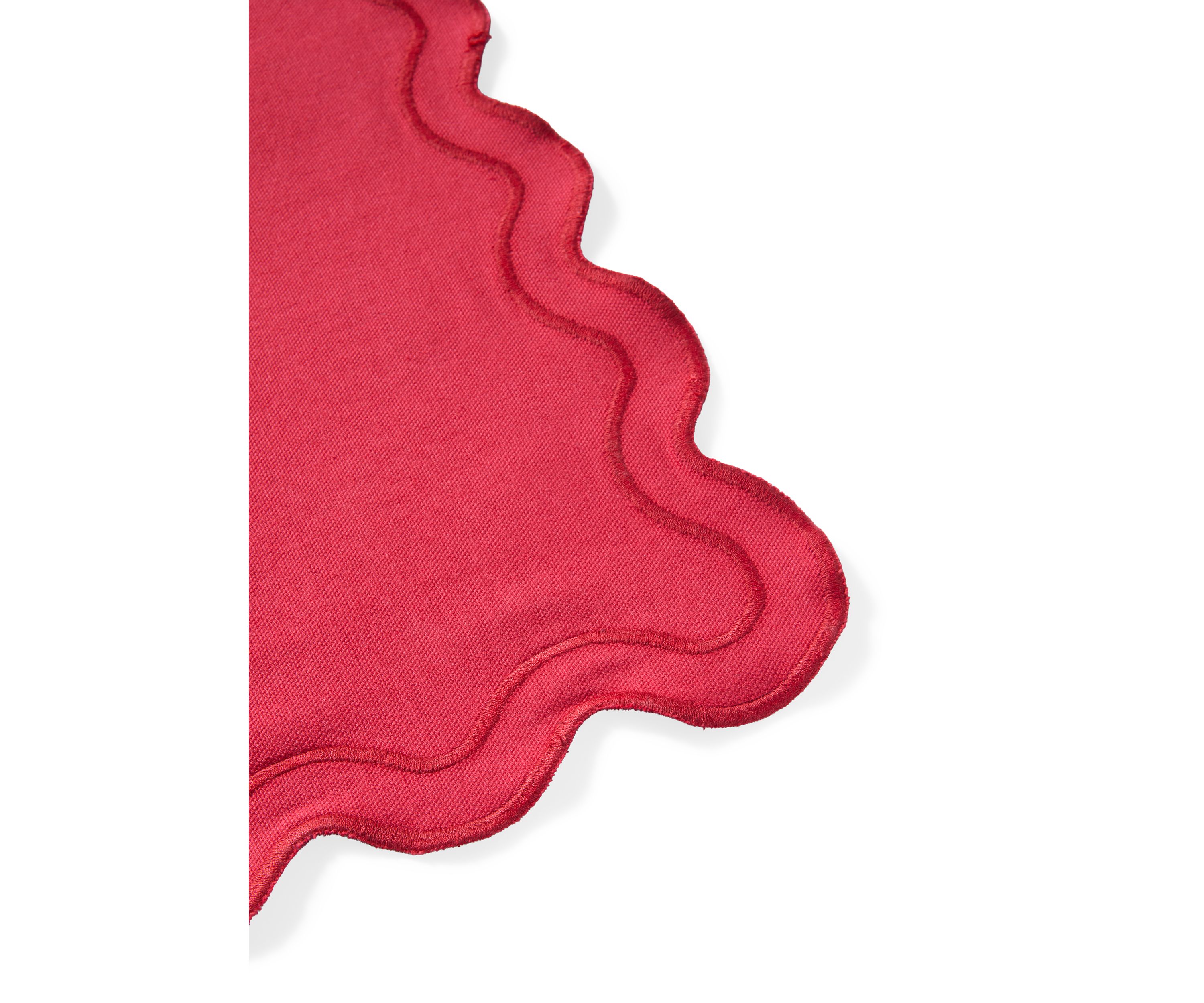 Dark Red Scalloped Table Runner