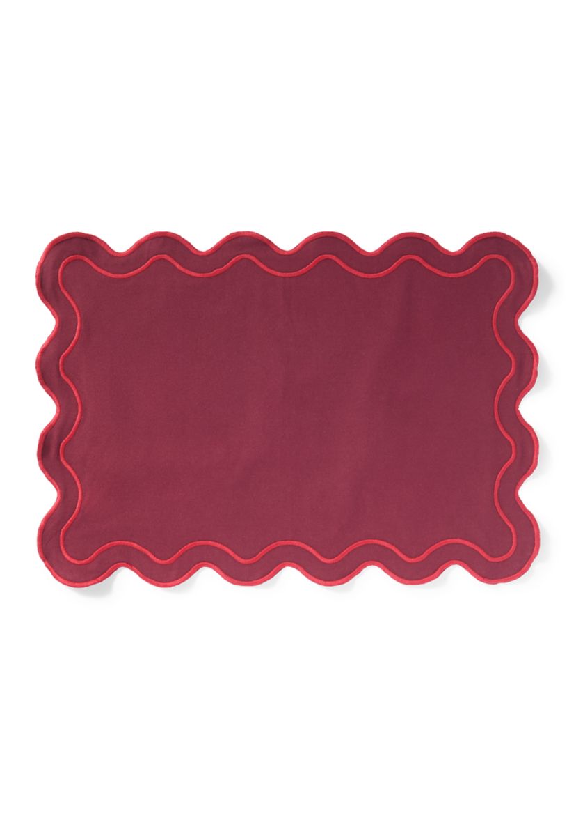 Dark Red Scalloped Placemat 