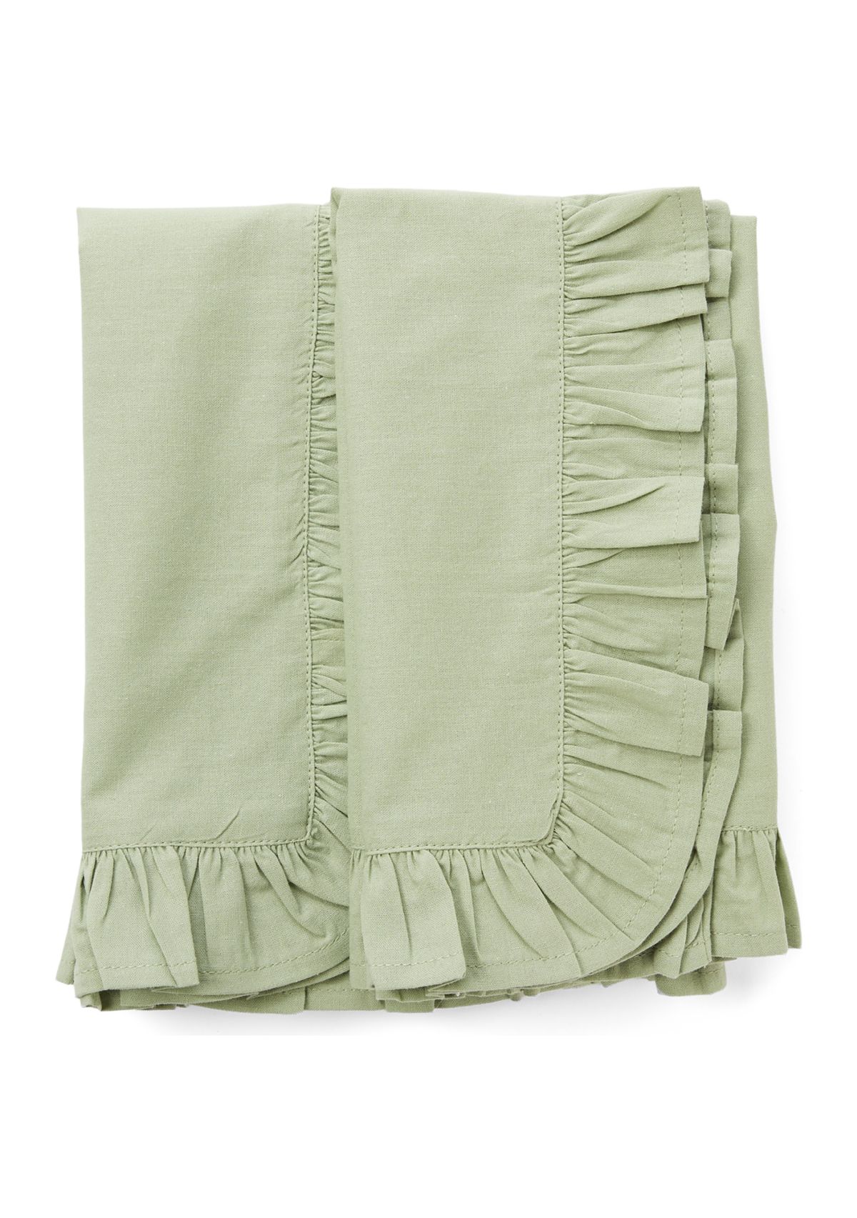Set of 2 Green Solid Ruffled Napkins