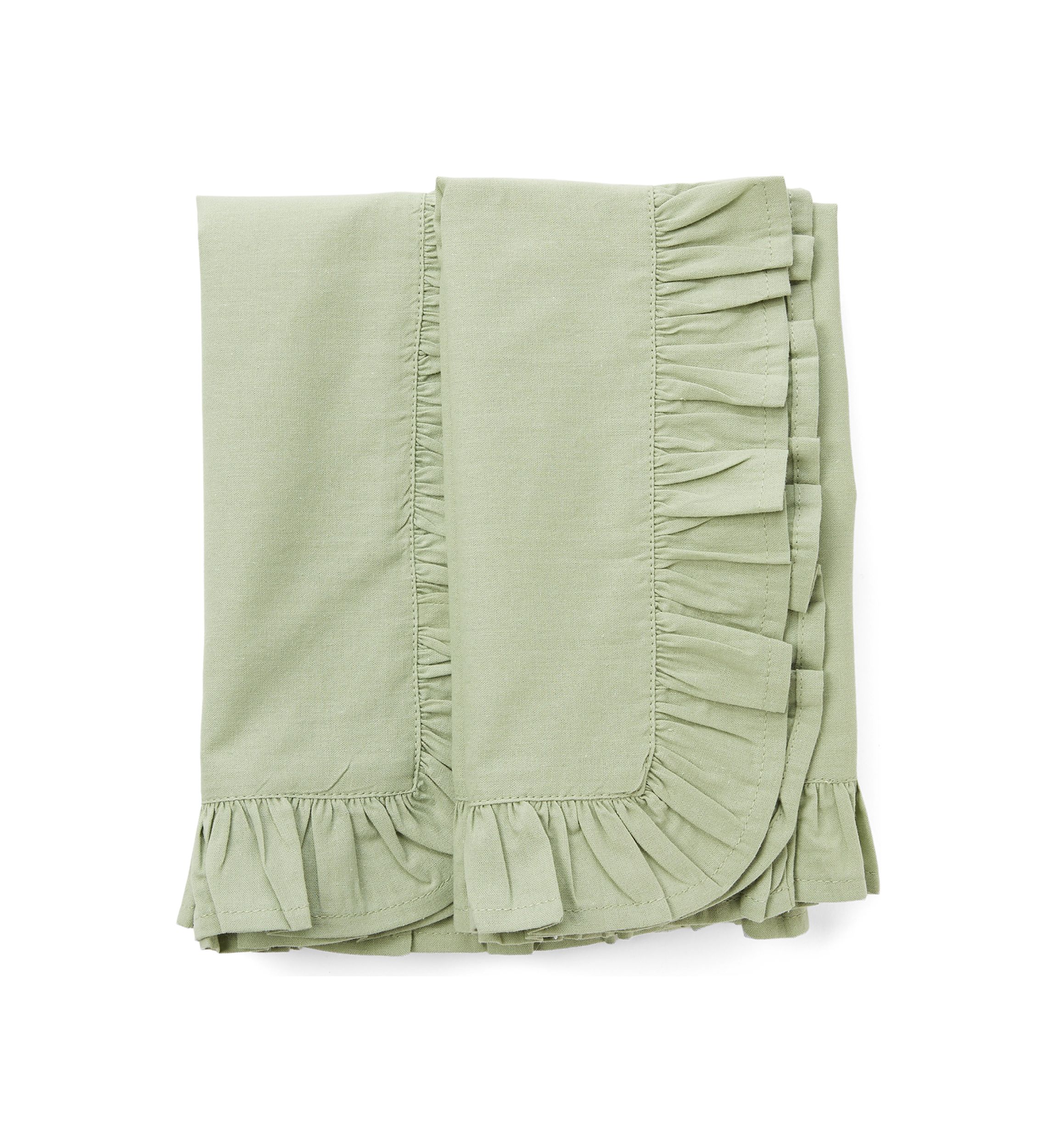 Set of 2 Green Solid Ruffled Napkins