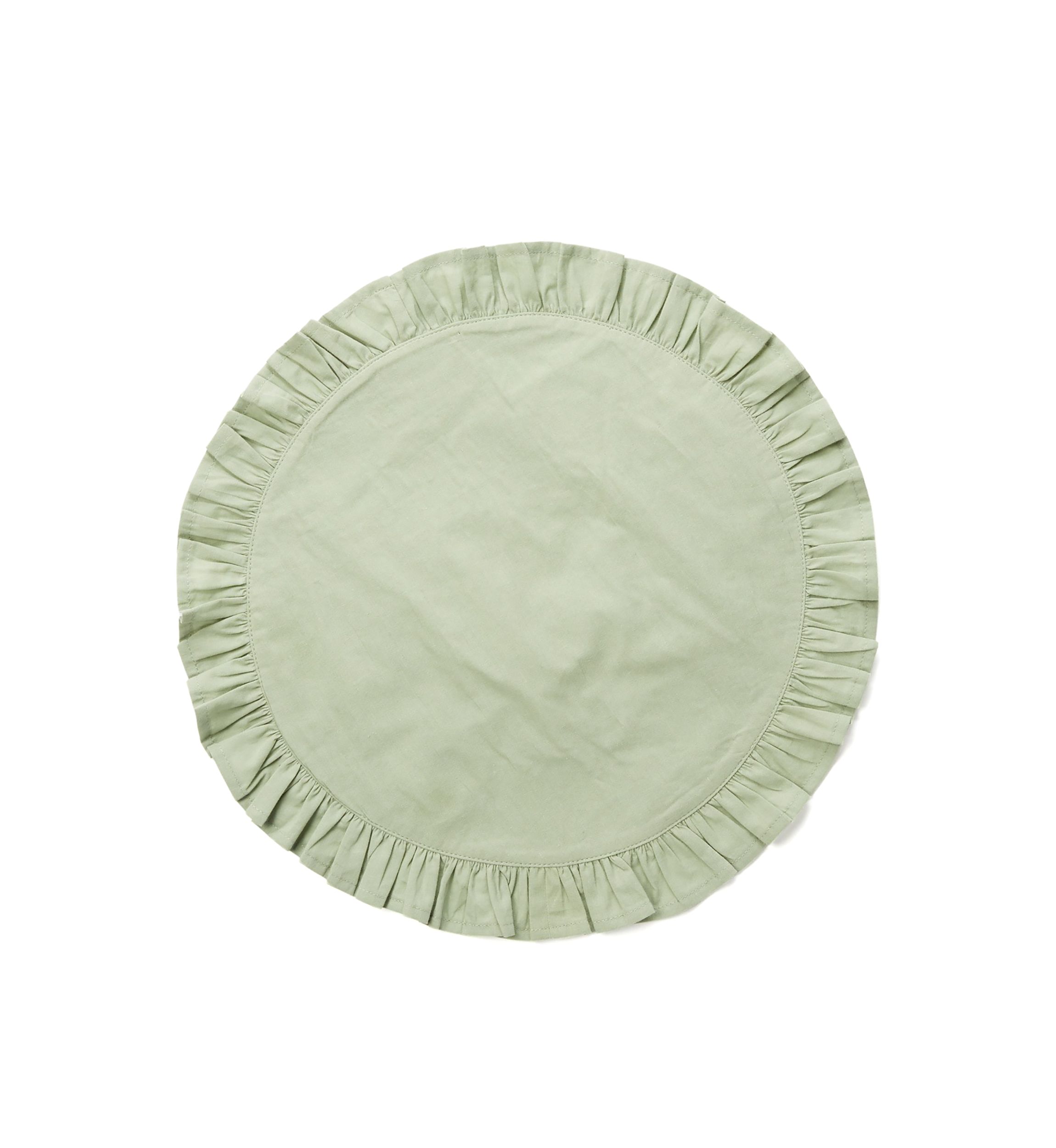 Round Green Ruffled Placemat
