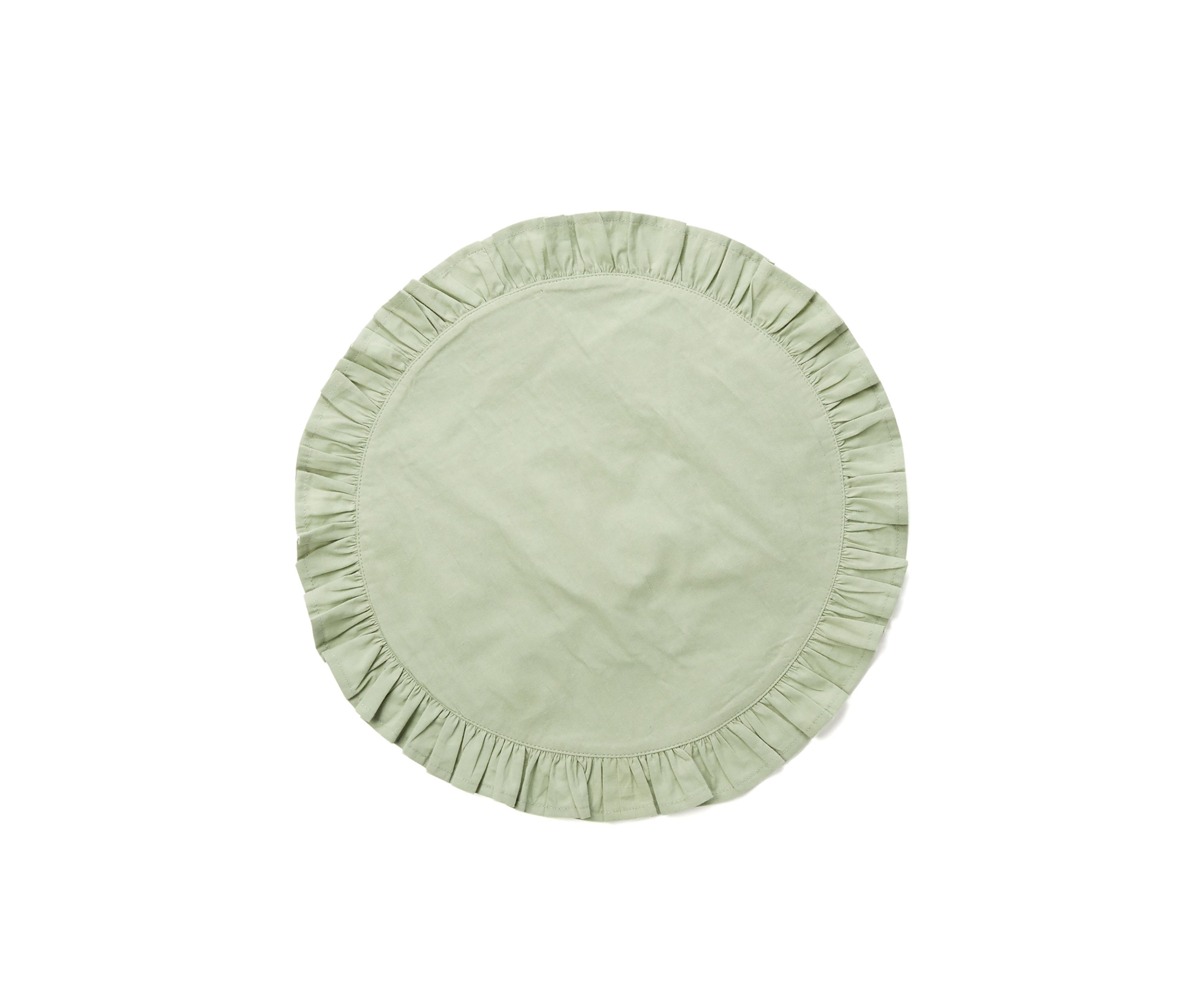 Round Green Ruffled Placemat