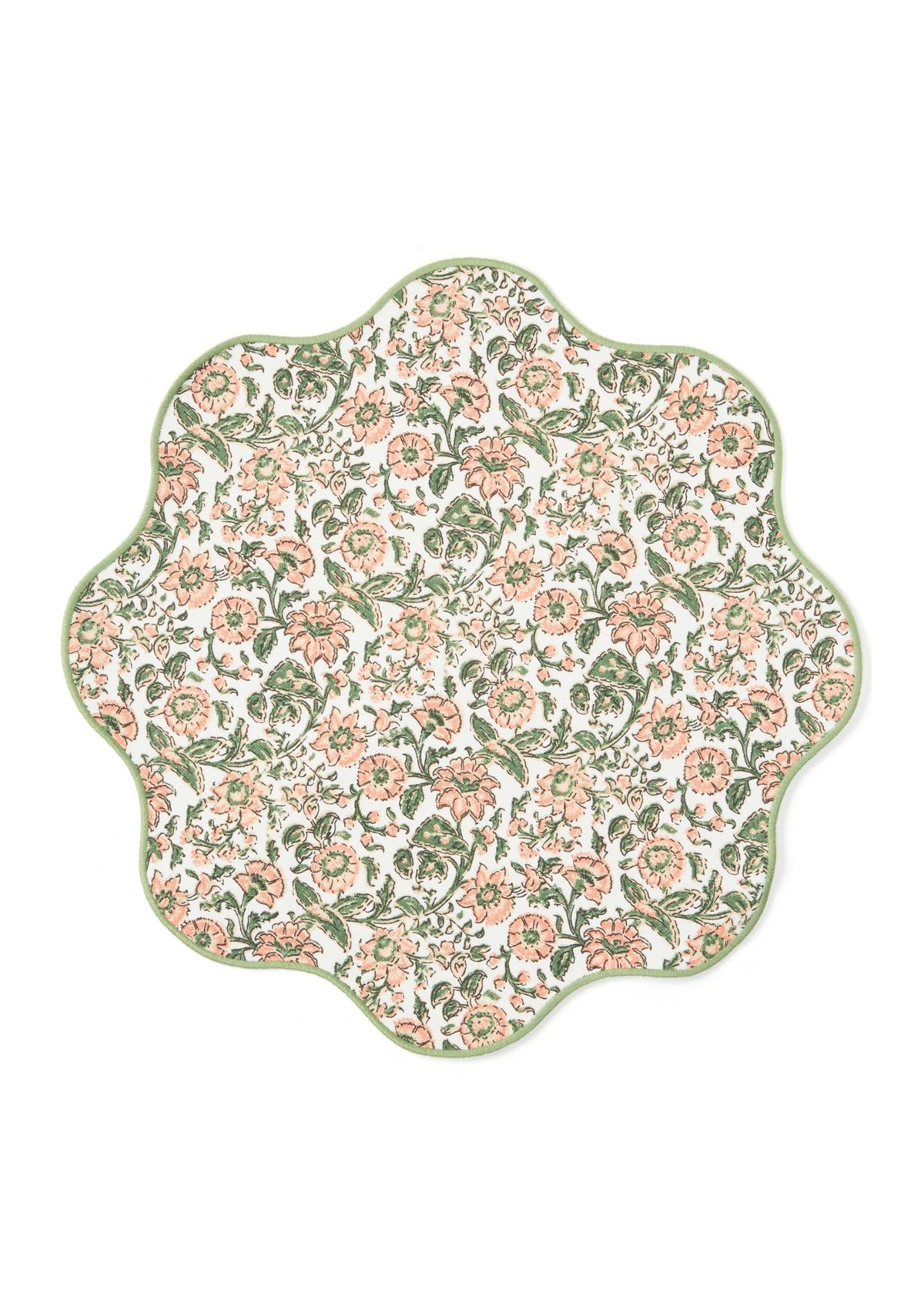 Reversible Floral Printed Scalloped Placemat