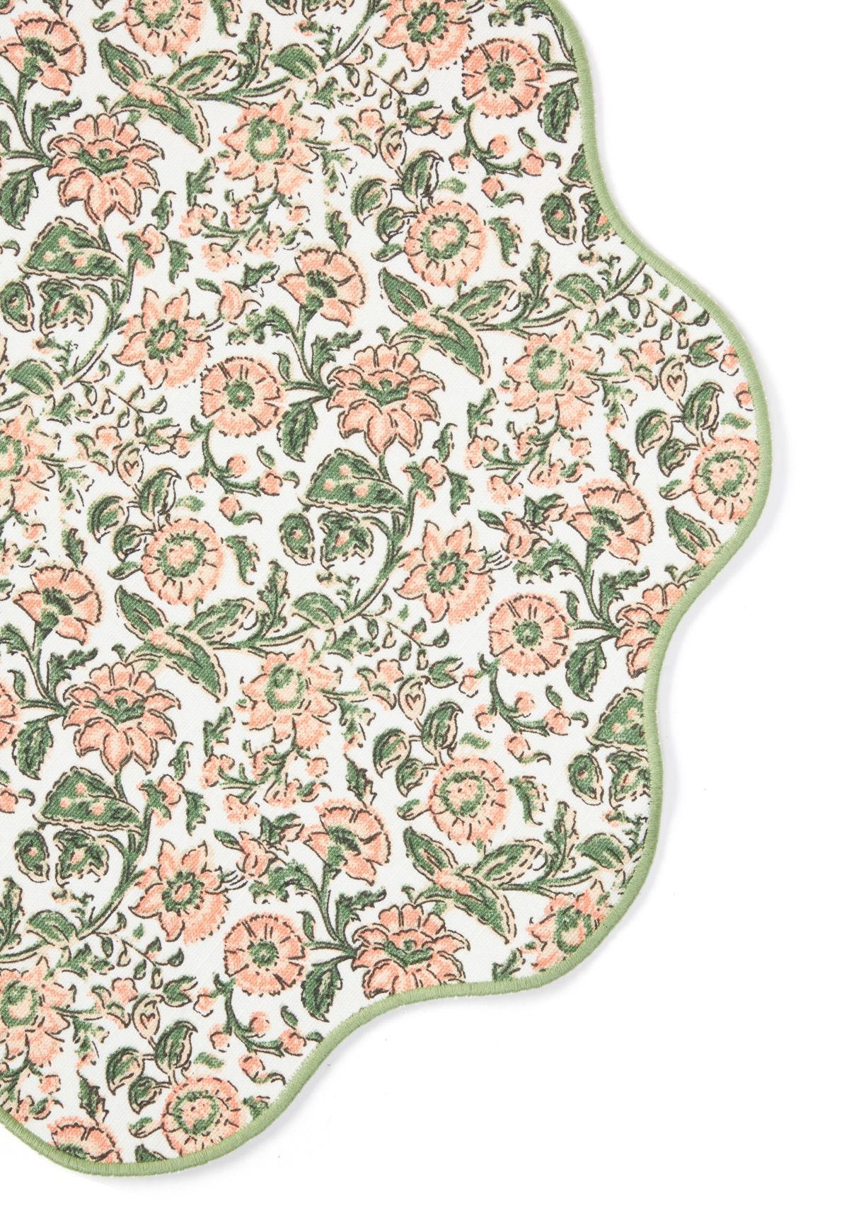 Reversible Floral Printed Scalloped Placemat