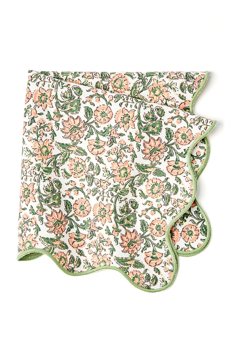 Scalloped Floral Napkins - Set of 2