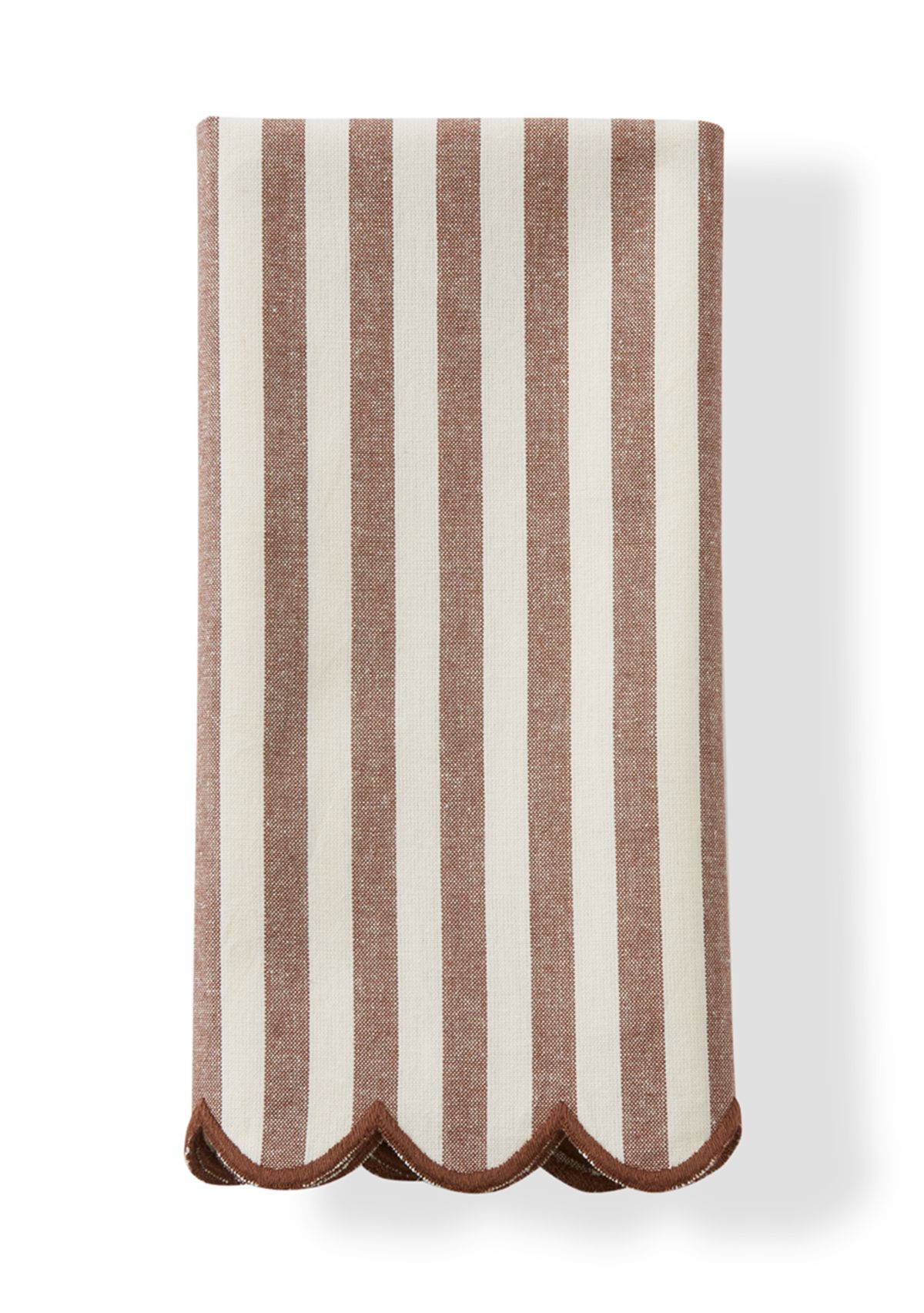 Brown Scallop Striped Napkins - Set of 2