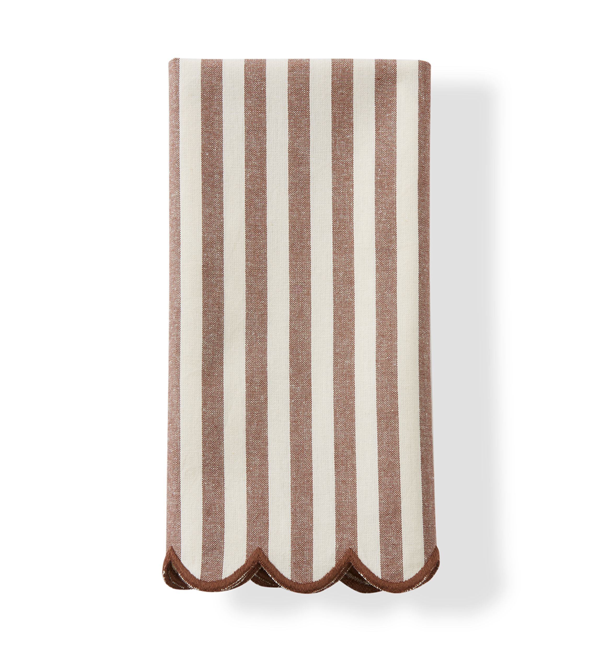 Brown Scallop Striped Napkins - Set of 2