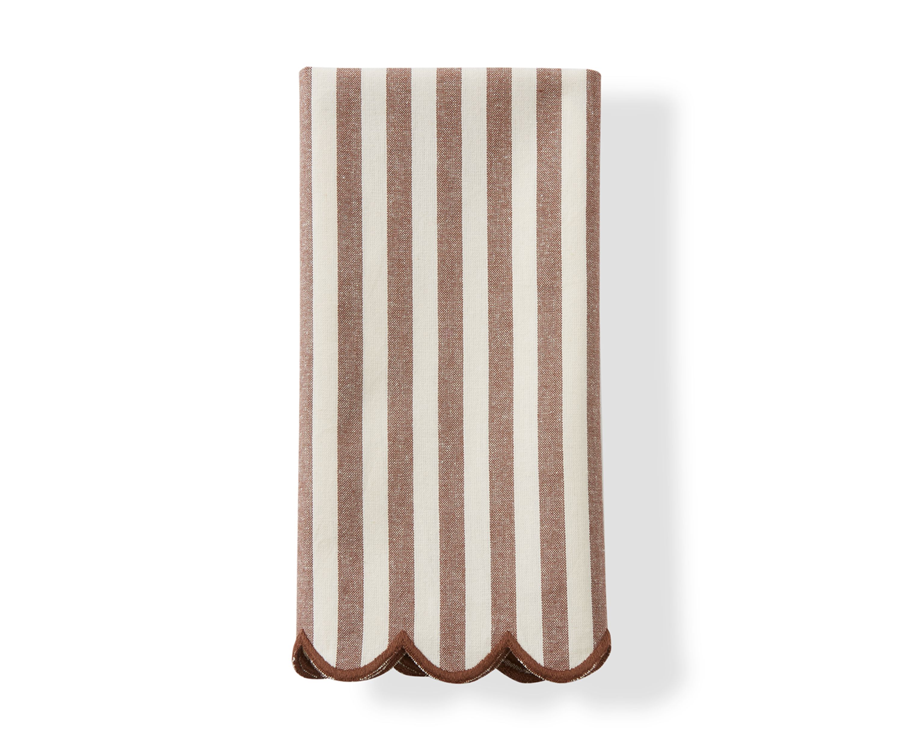 Brown Scallop Striped Napkins - Set of 2