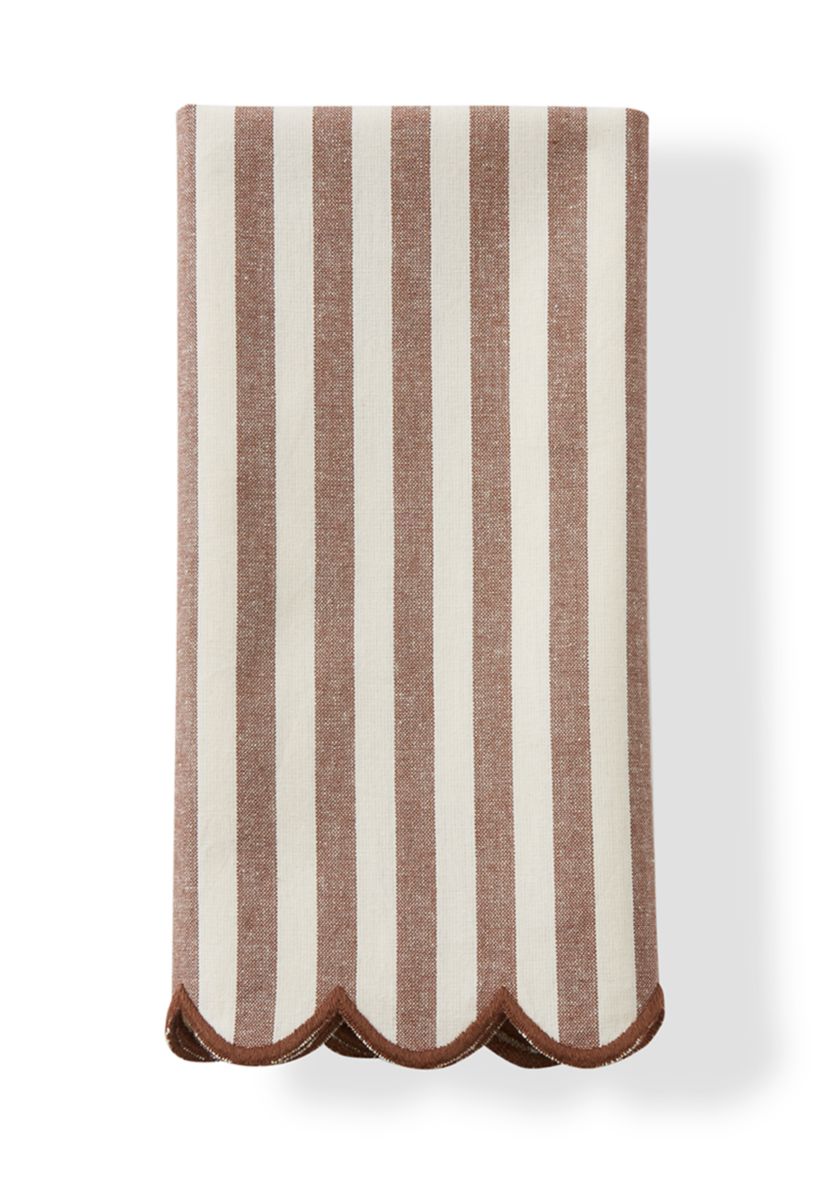 Brown Scallop Striped Napkins - Set of 2