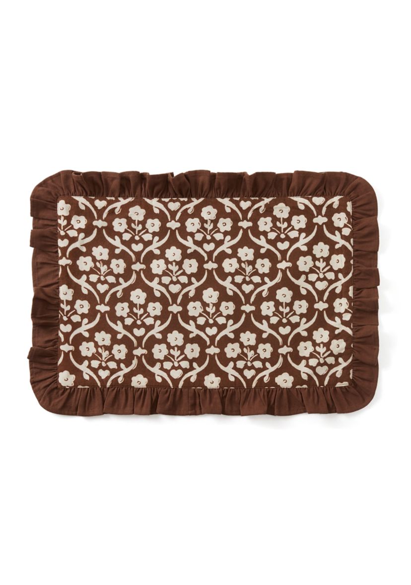 Ruffled Edge Brown Flower Placemat