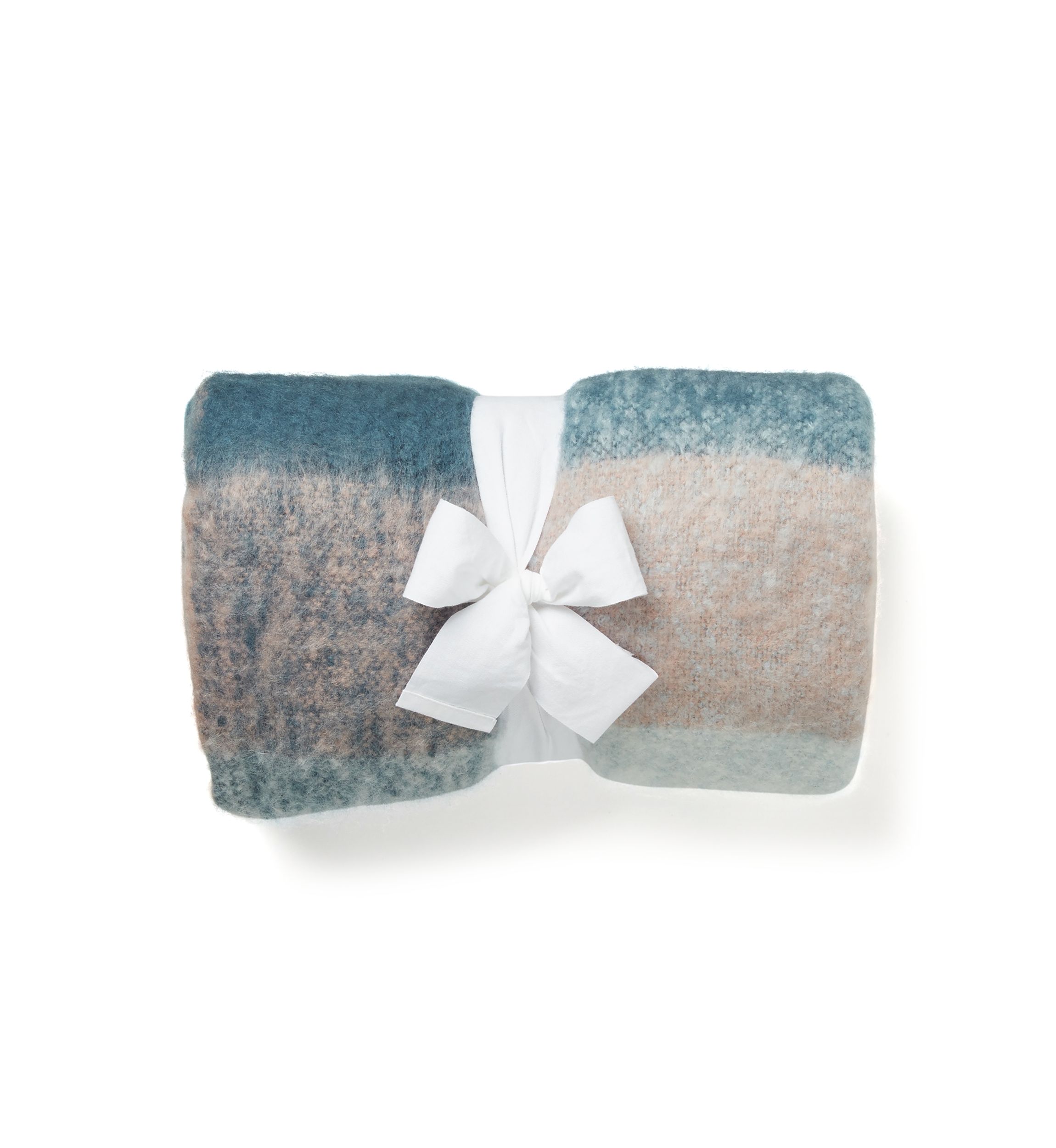 Faux Mohair Blue Plaid Throw Blanket