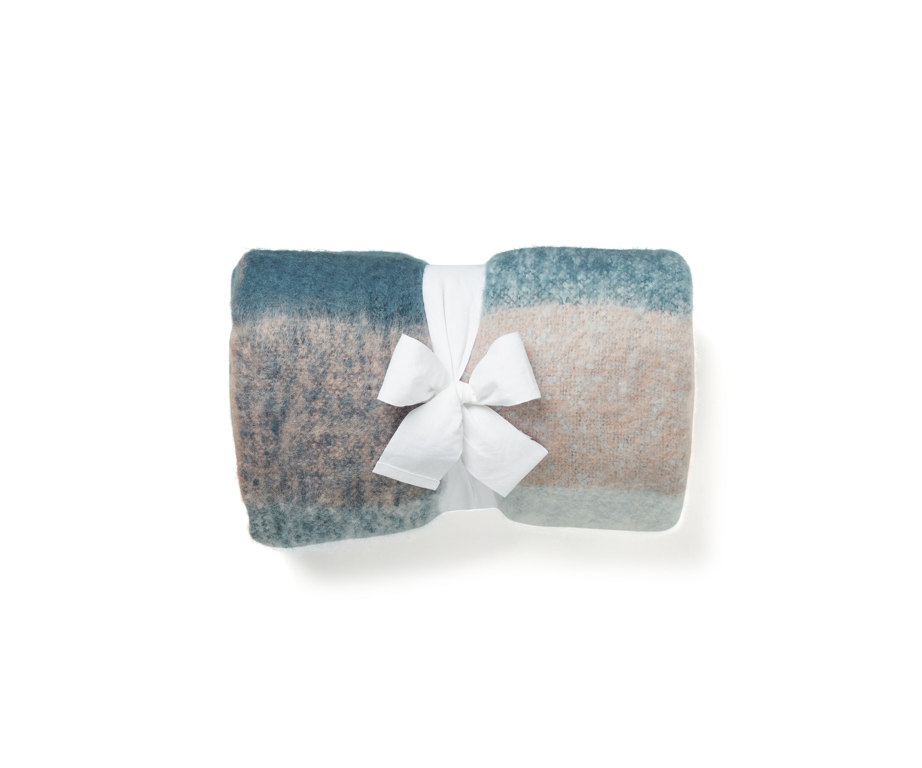 Faux Mohair Blue Plaid Throw Blanket