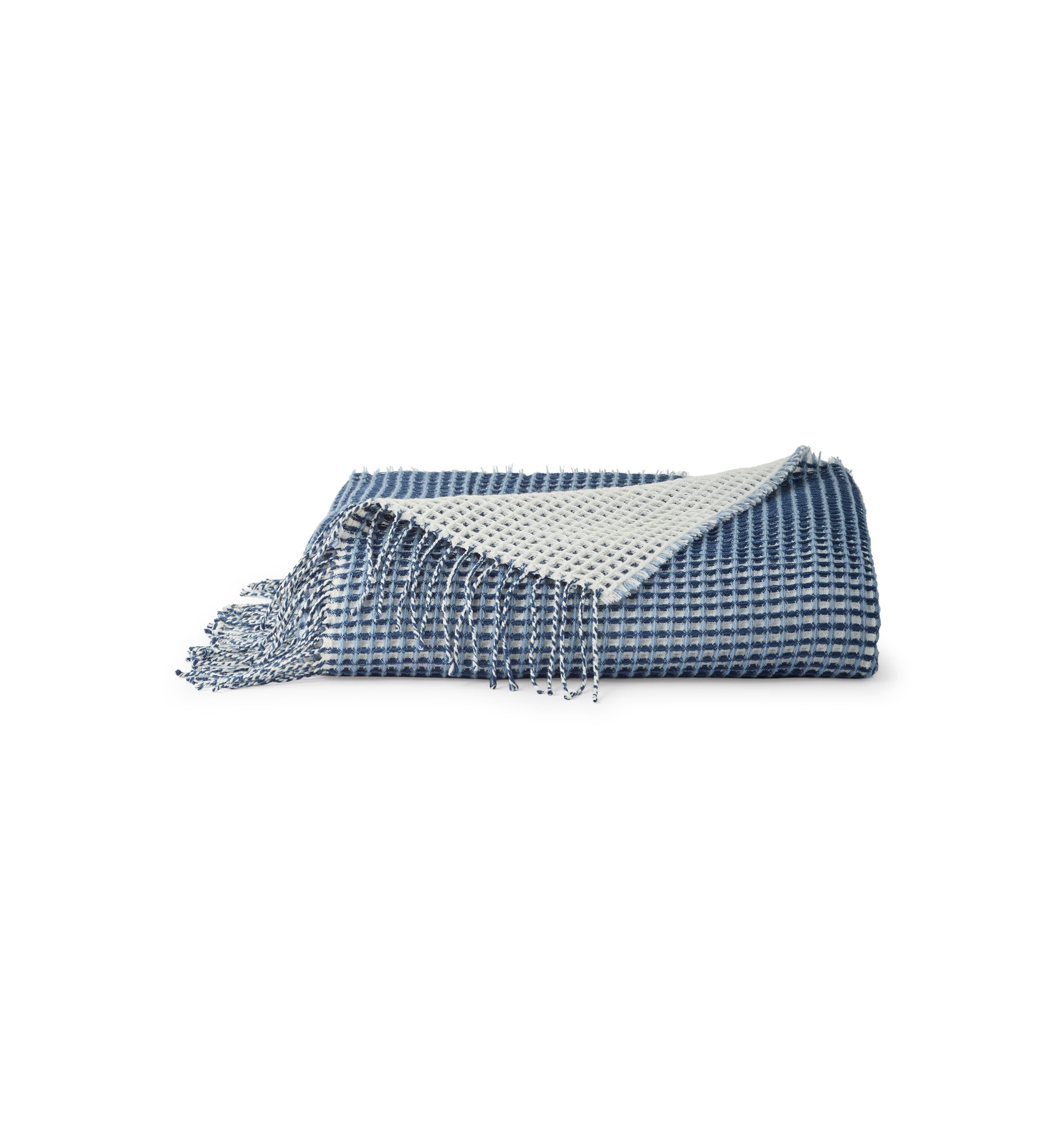 Waffle Knit Fringe Throw Blanket