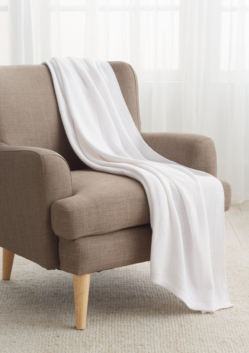 Moss Stitch Throw Blanket