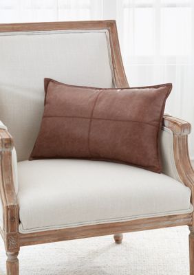 Faux Leather Brown Oblong Pillow