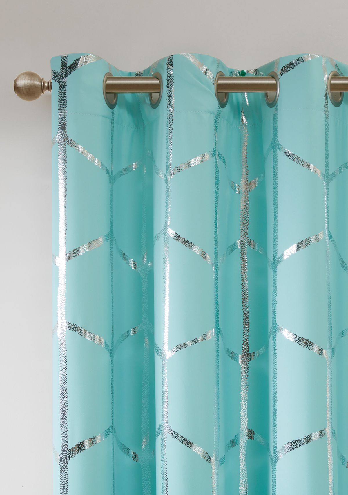 Raina Total Blackout Metallic Print Grommet Top Curtain Panel