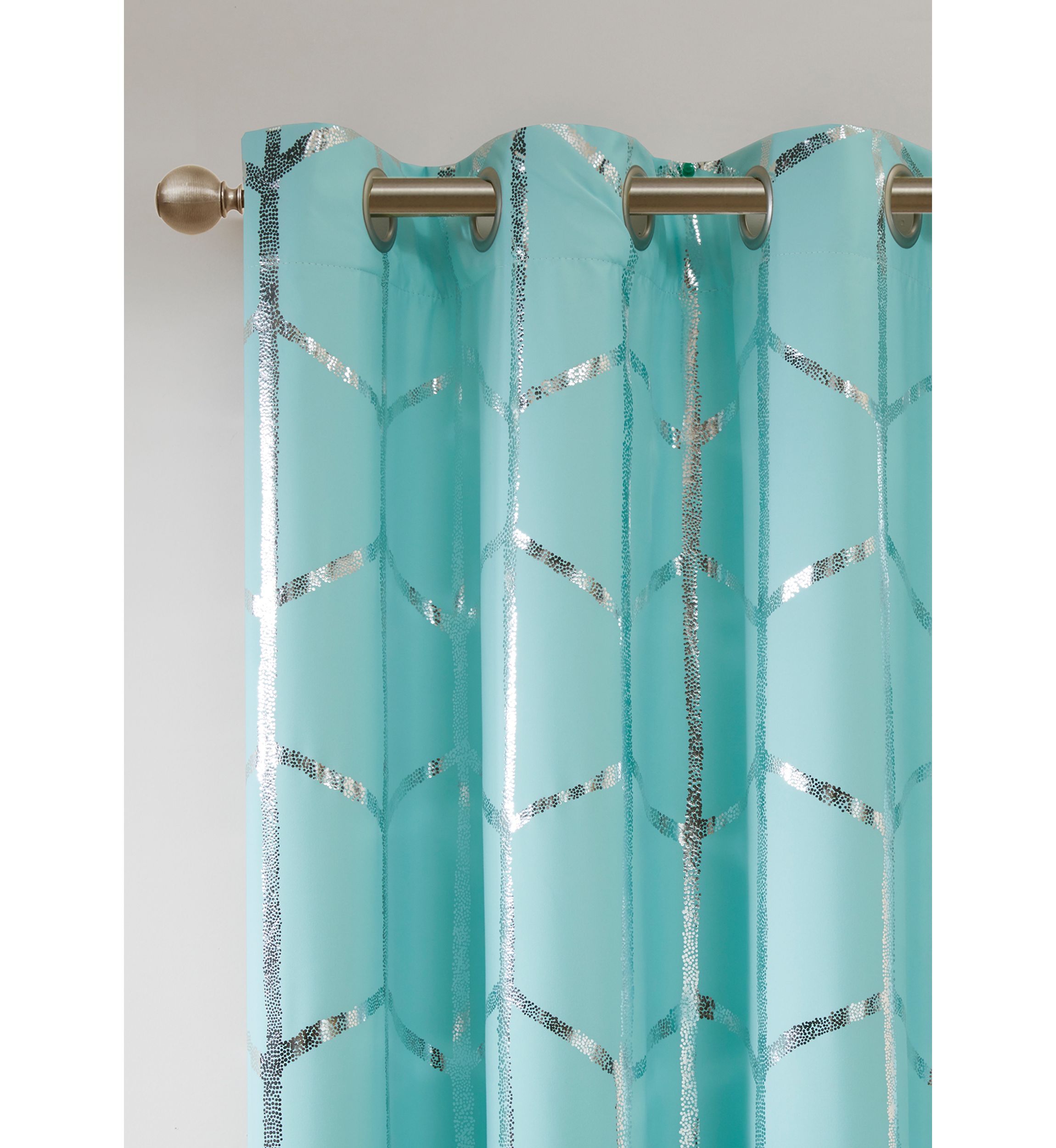 Raina Total Blackout Metallic Print Grommet Top Curtain Panel