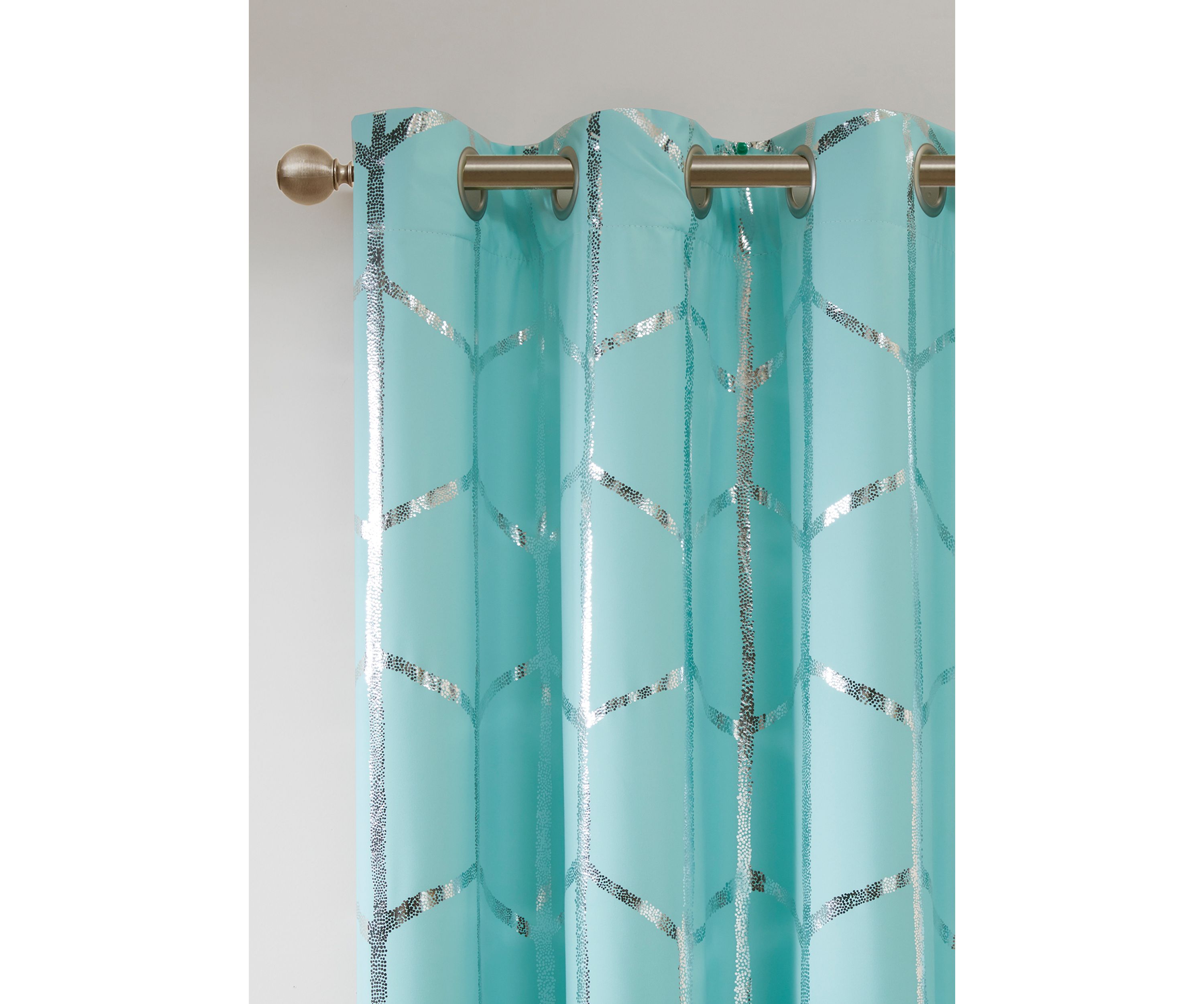 Raina Total Blackout Metallic Print Grommet Top Curtain Panel