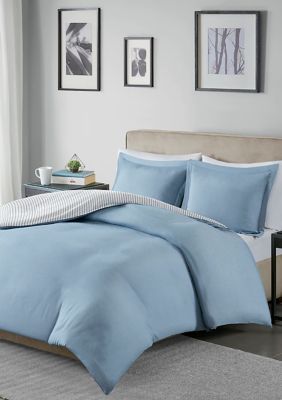 Madison Park Essentials Hayden Reversible Stripe Duvet Cover Set -  710089811711214