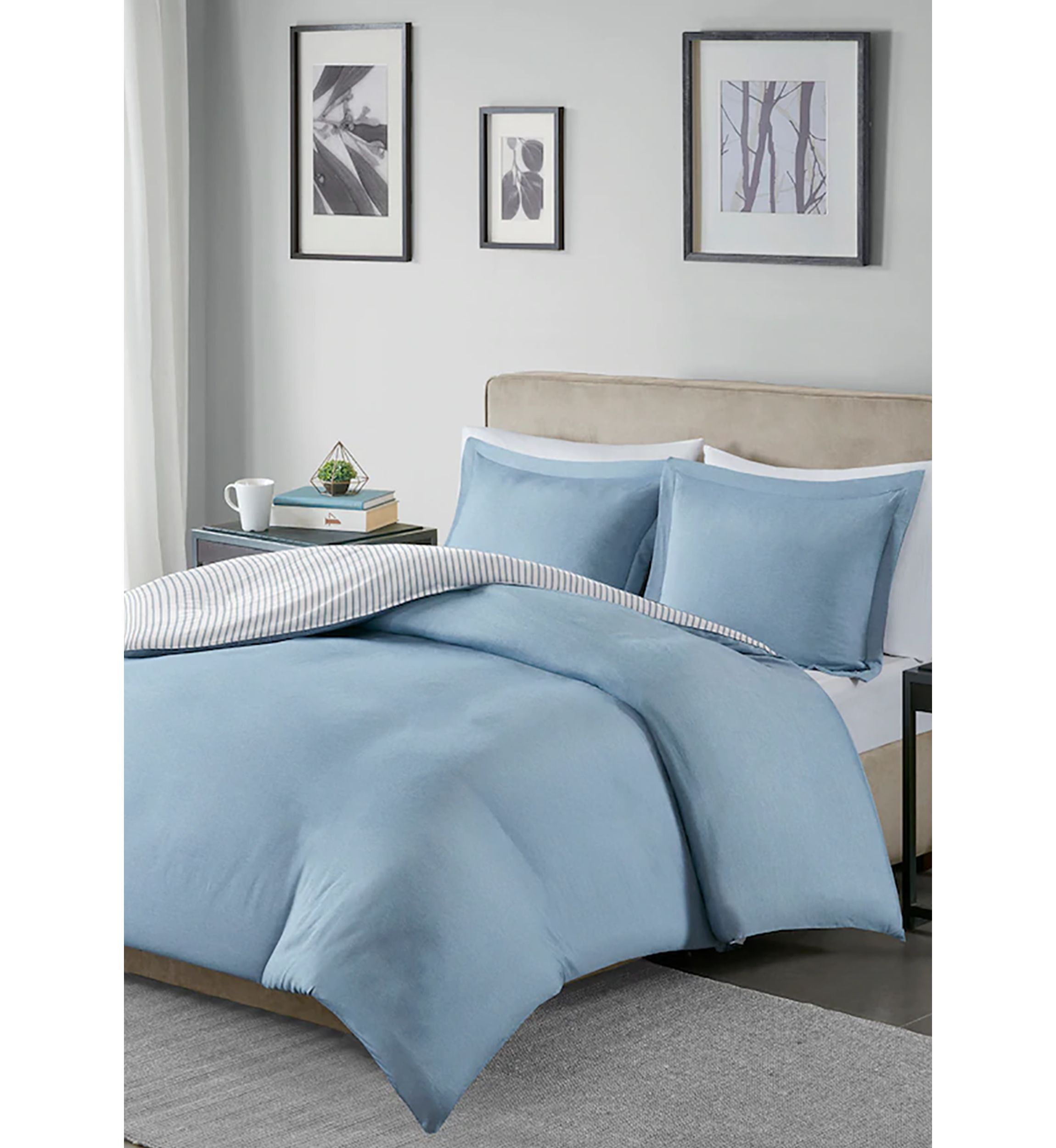 Hayden Reversible Stripe Duvet Cover Set