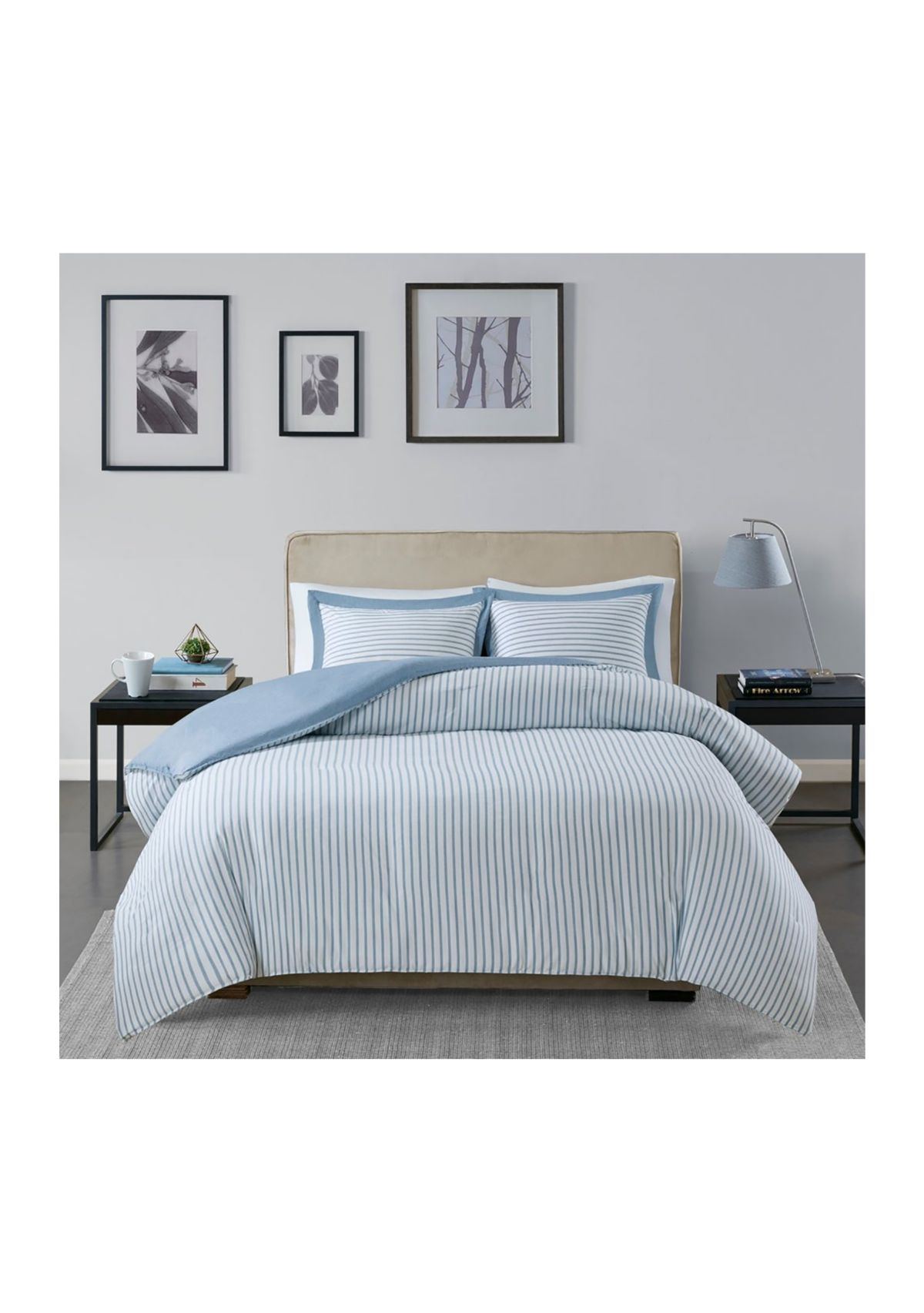 Hayden Reversible Stripe Duvet Cover Set