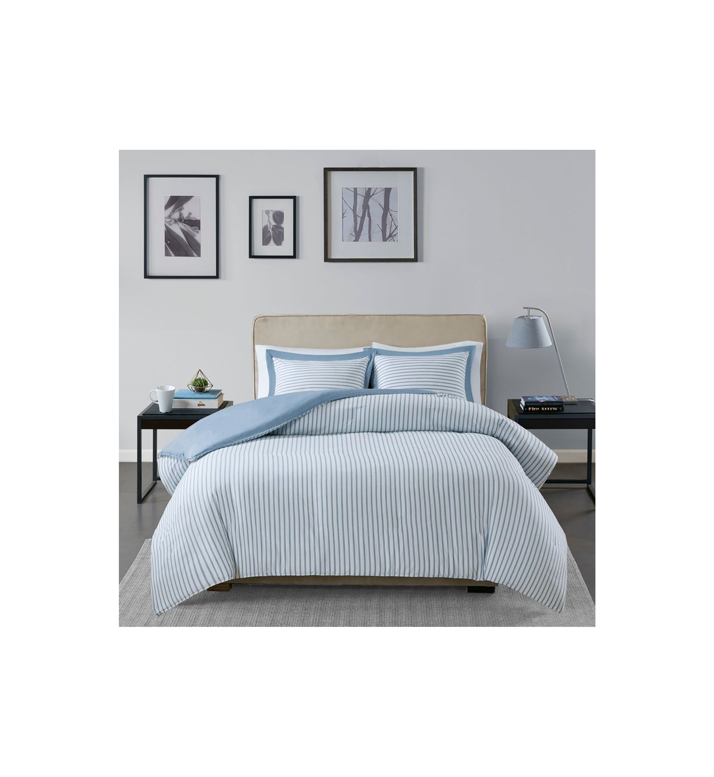 Hayden Reversible Stripe Duvet Cover Set