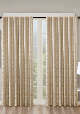 Cassius Marble Jacquard Total Blackout Rod Pocket/Back Tab Curtain Panel