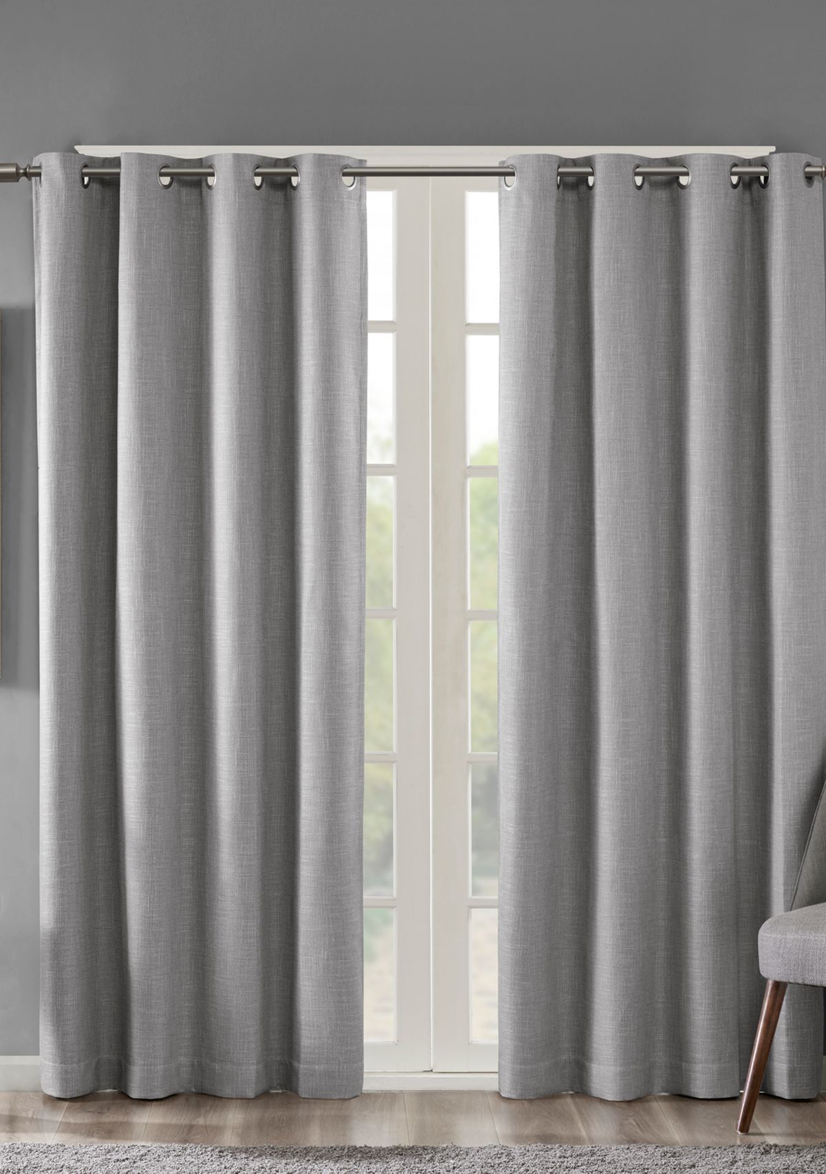 Maya Printed Heathered Blackout Grommet Top Curtain Panel