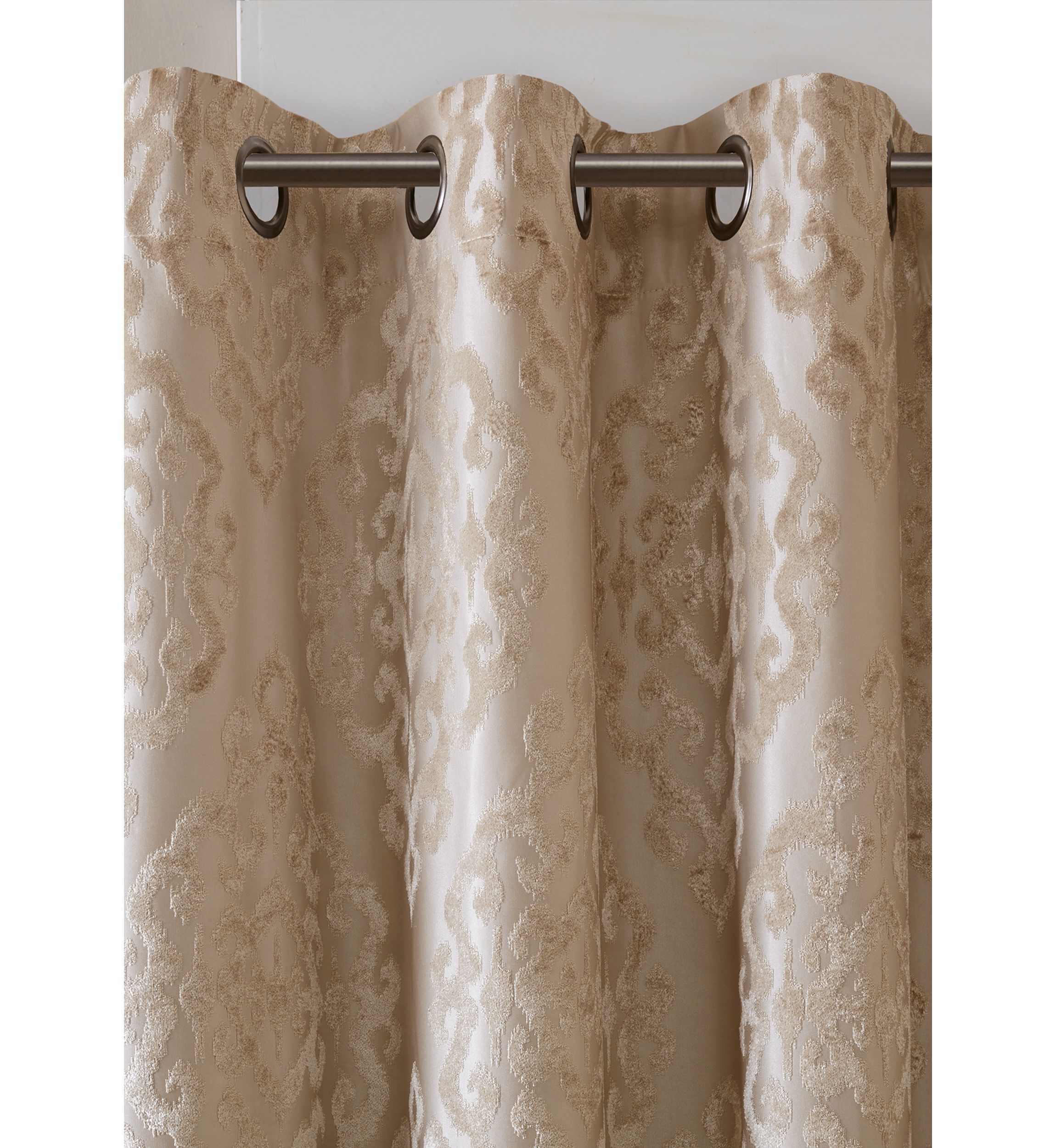 Mirage Knitted Jacquard Damask Total Blackout Grommet Top Curtain Panel