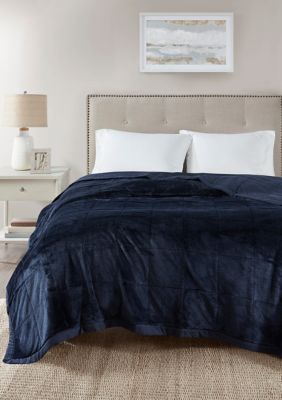 Madison Park Coleman Reversible Down Alternative Blanket, Navy Blue, King